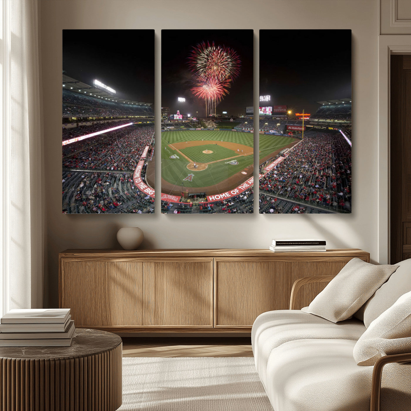 63592-MGV-CV-36X24-Fireworks at Angel Stadium – Los Angeles Angels Canvas Print, Framed Los Angeles Angels Wall Art