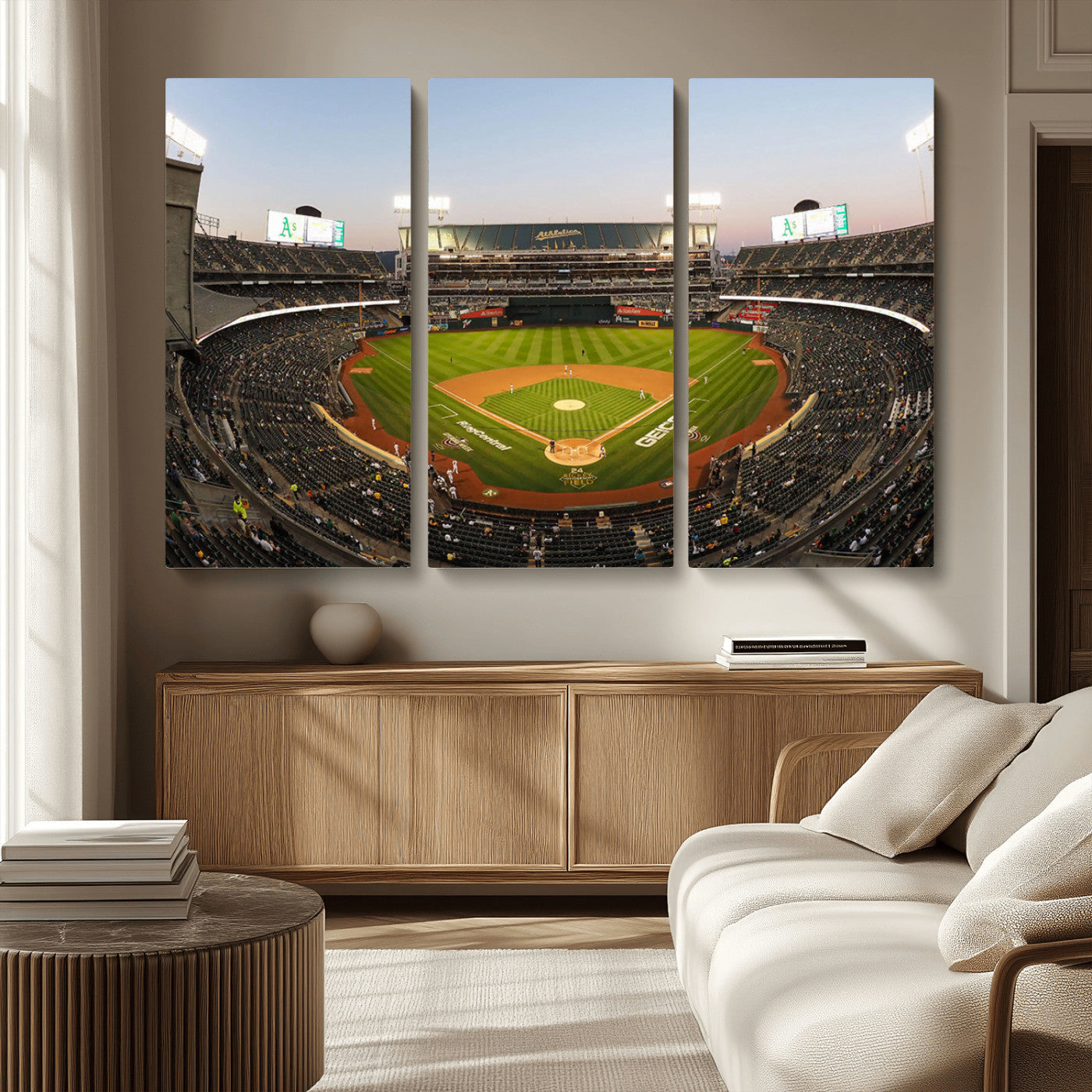 -Oakland Athletics Baseball Team Print - RingCentral Coliseum Stadium Wall Art Canvas Print
