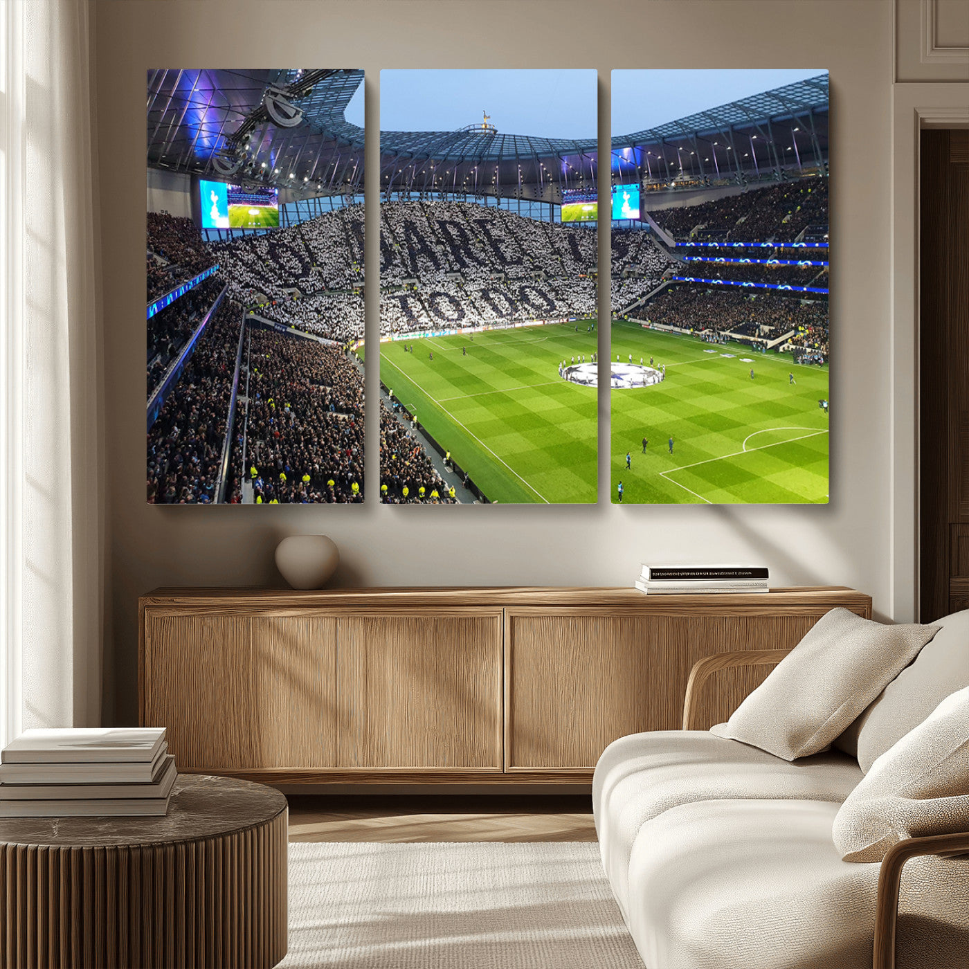 -Tottenham Hotspur Stadium Canvas Print, Match Day Triple Canvas Wall Art - Premier League Football