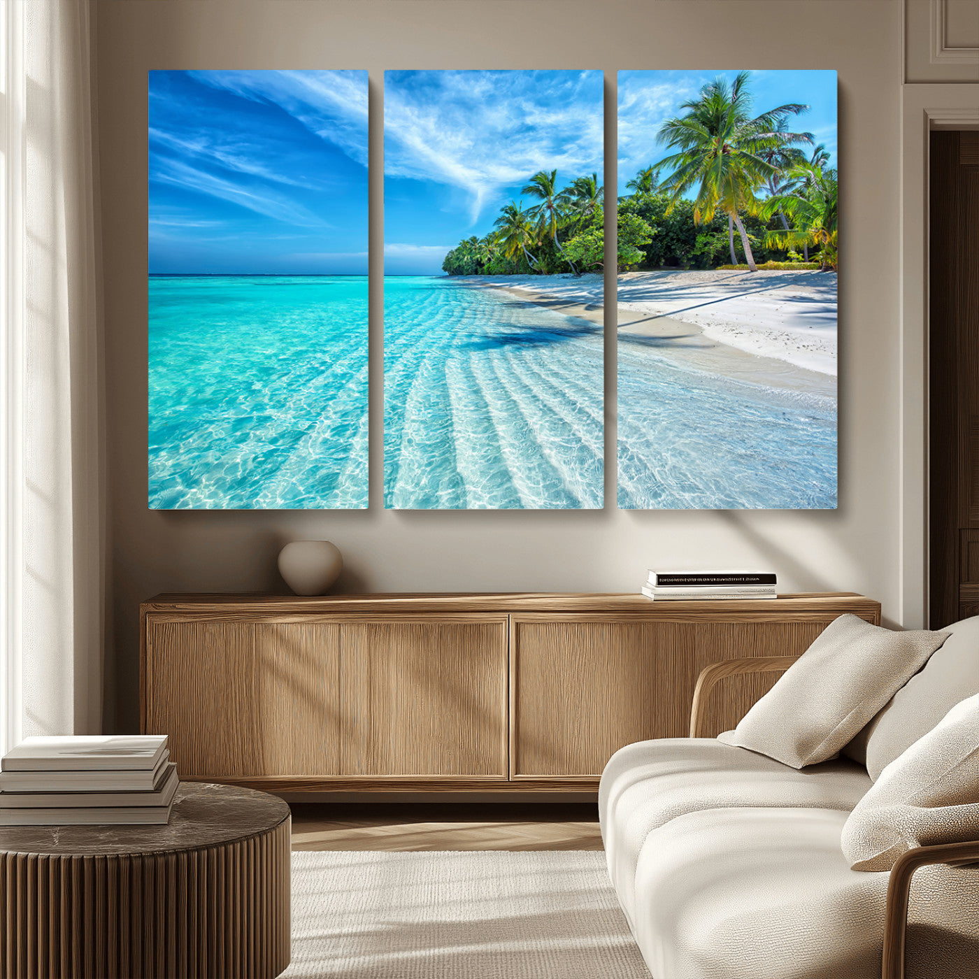 14788-MGV-CV-36X24-Tropical Beach Wall Art Canvas Print - Serene Ocean Landscape with Crystal Clear Turquoise Water and