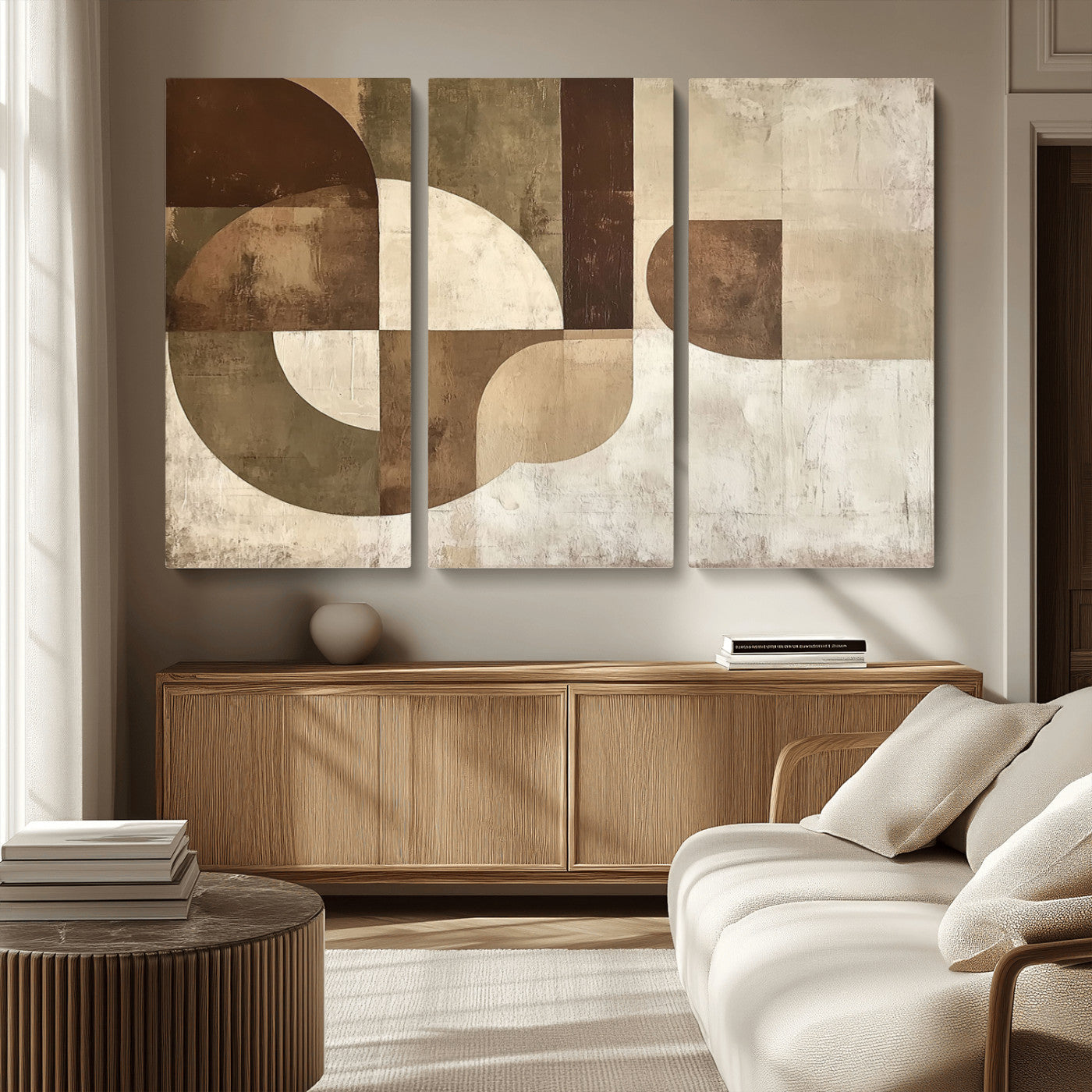 59767-MGV-CV-36X24-Wabi Sabi Geometric Wall Art | Abstract Modern Minimalist Canvas Print with Neutral Mid Century Art