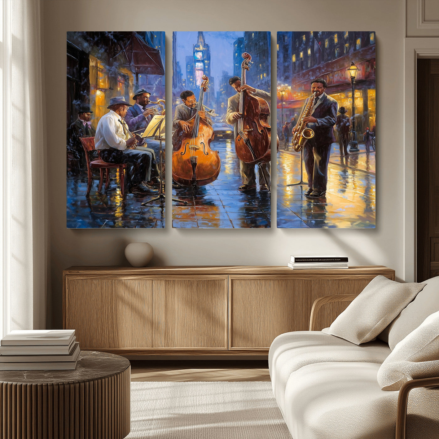 58694-MGV-CV-48X32-3P - Colorful Jazz Wall Art - African American Music Canvas Print - Framed Abstract Music Poster for Home