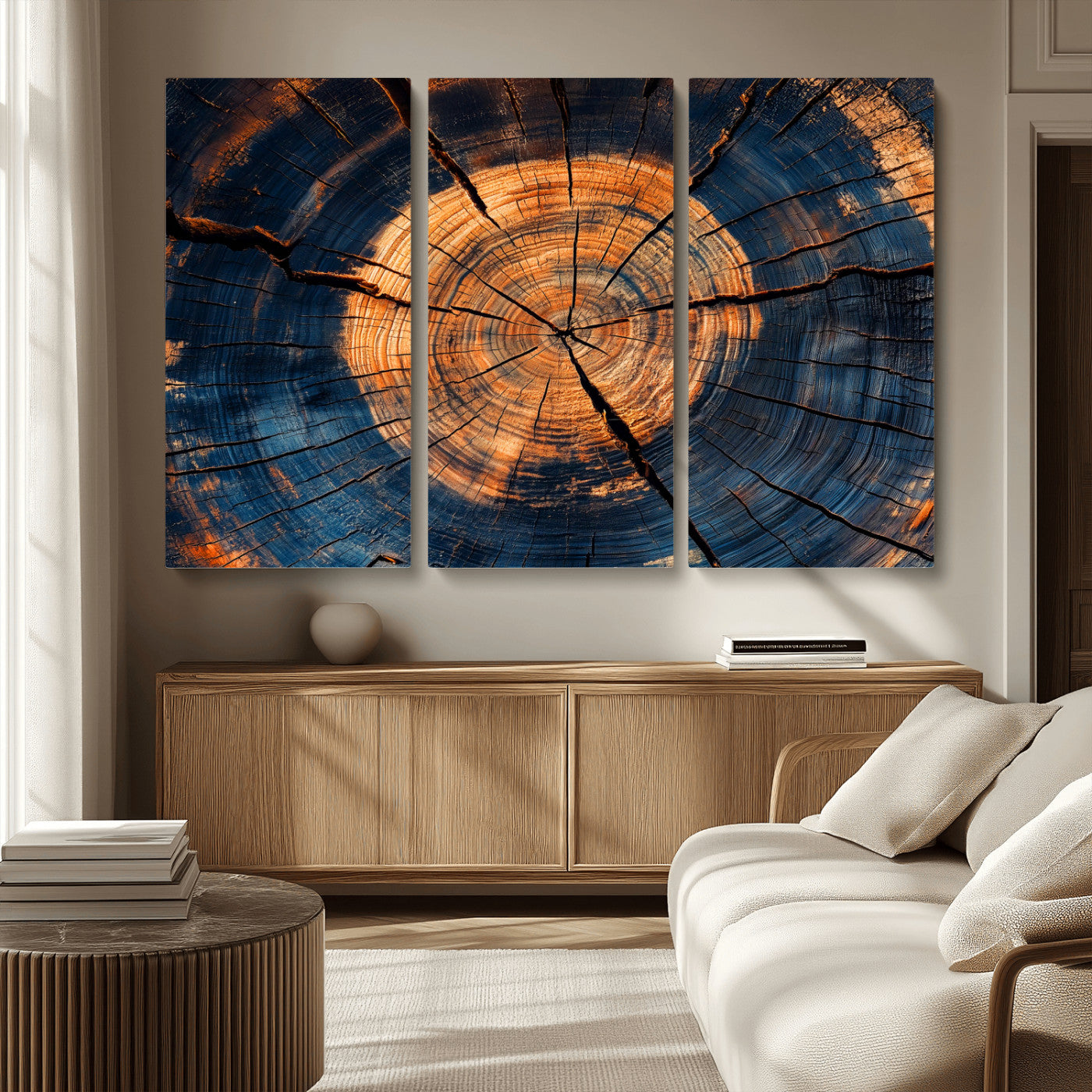 18975622-MGV-CV-36X24-Burnt Wood Wall Art Canvas Print – Framed Aged Timber Tree Artwork, Rustic Decor Perfect for Home, Office