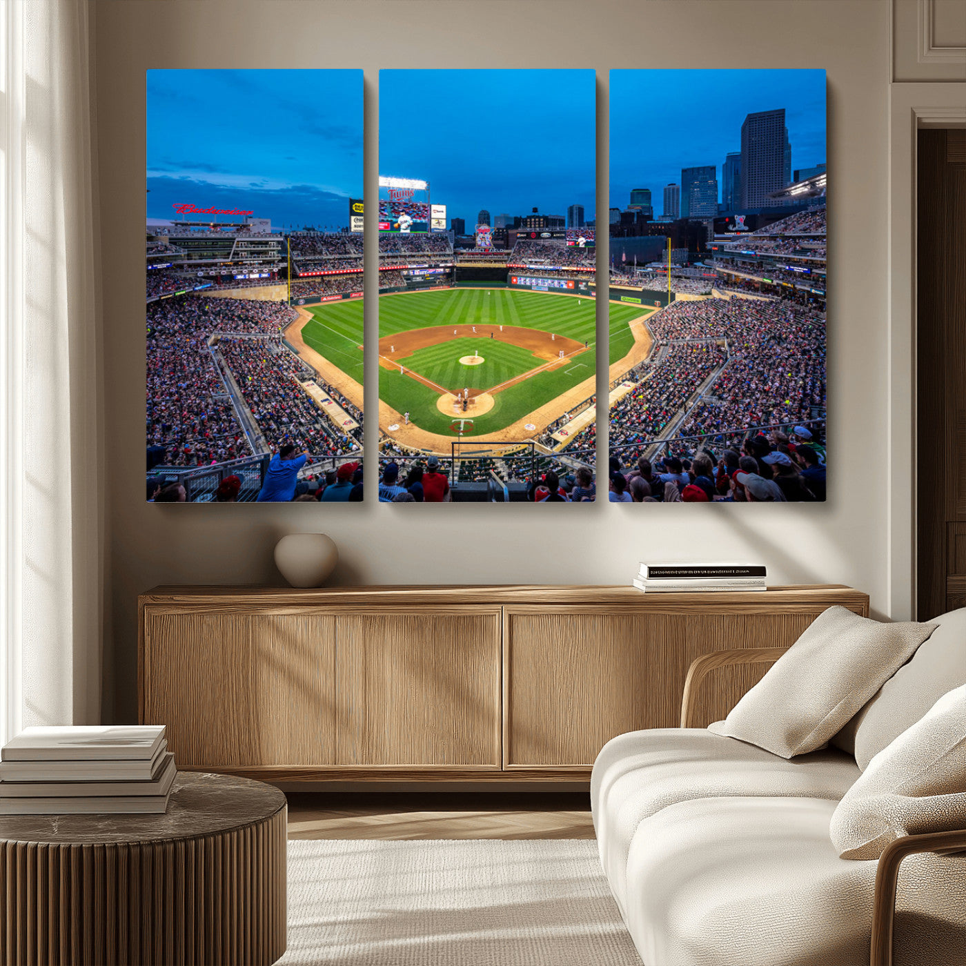 -Target Field Stadium Wall Art Canvas Print – Minnesota Twins Baseball Team Iconic Ballpark Scene for home, office