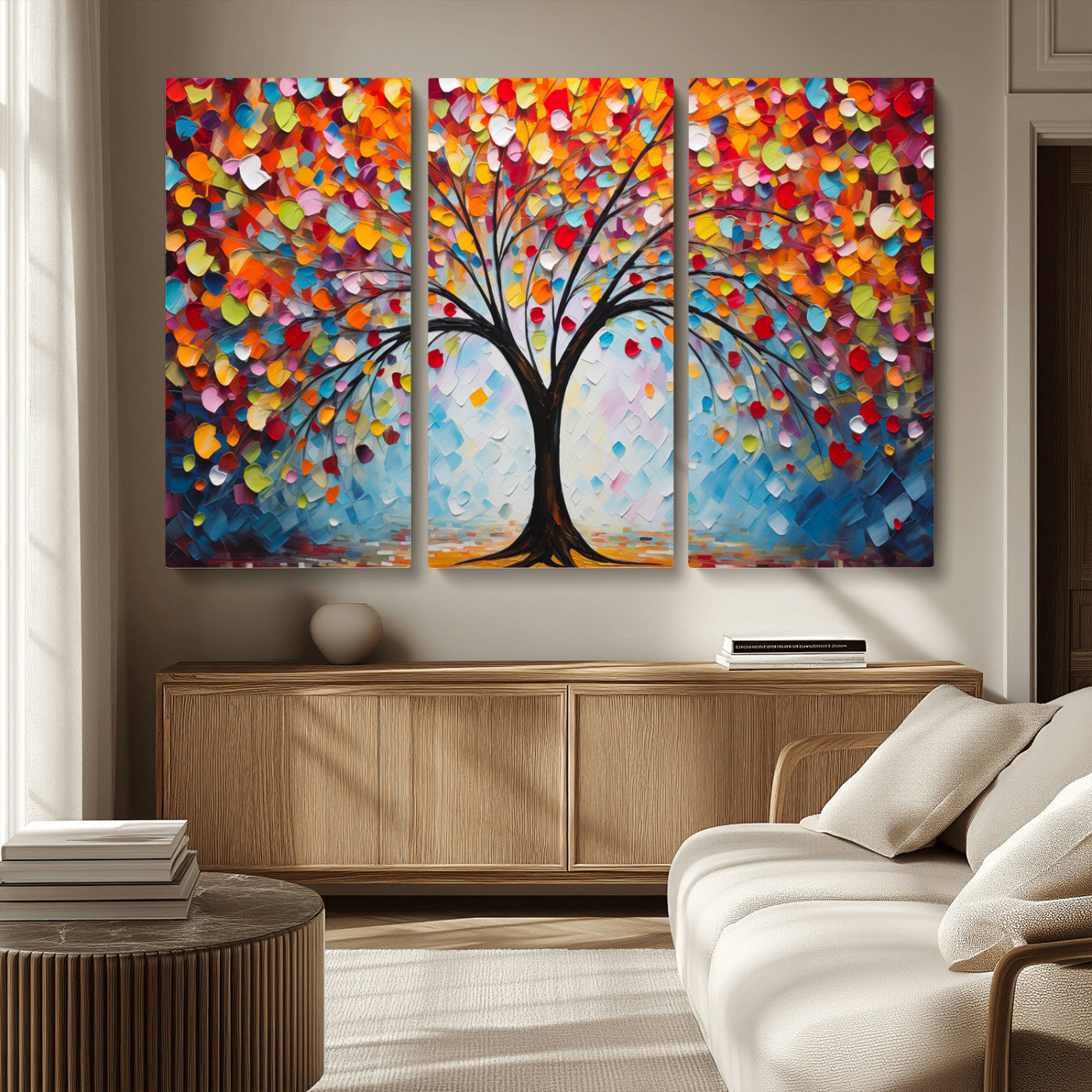 HS2447-MGV-CV-36X24-Vibrant Tree of Life Canvas Wall Art – Colorful Abstract Nature in Modern Decor - Ready to Hang