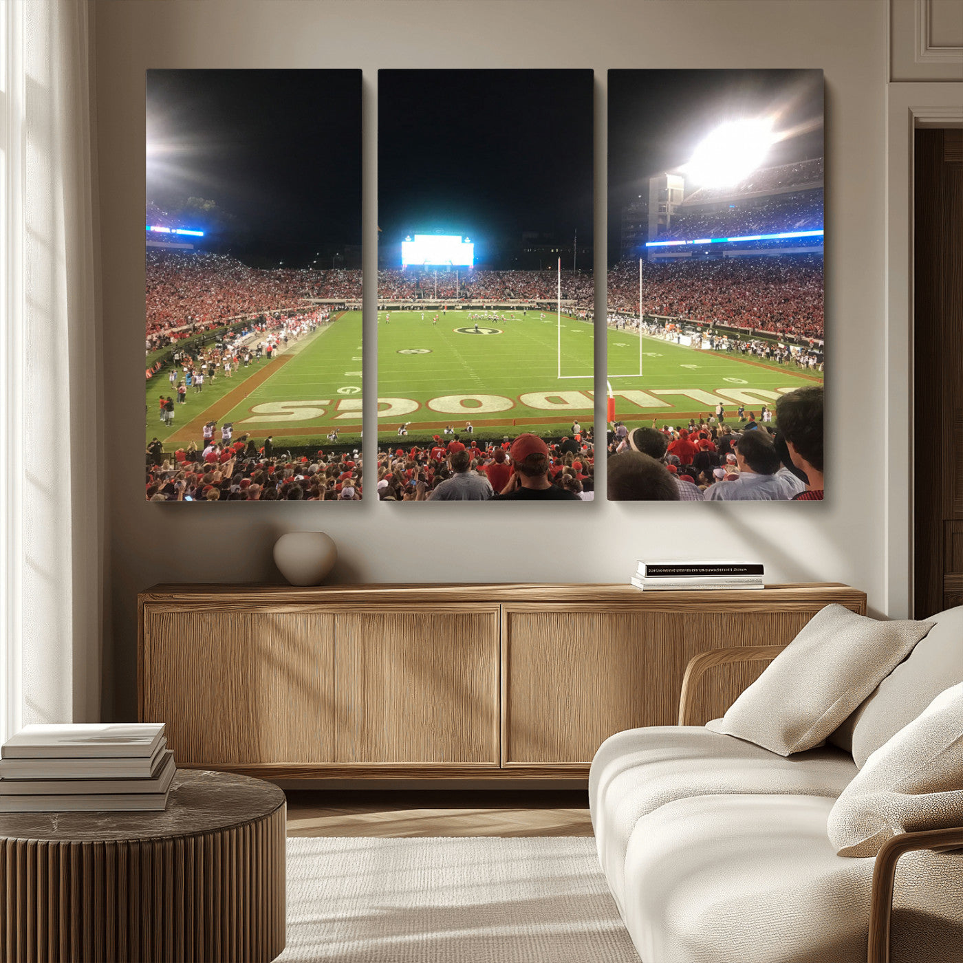 16230786-MGV-CV-48X32-3P - Dooley Stadium Wall Art, Sports Arena Panoramic Canvas Print, Modern Stadium Landscape Artwork for Home, Office