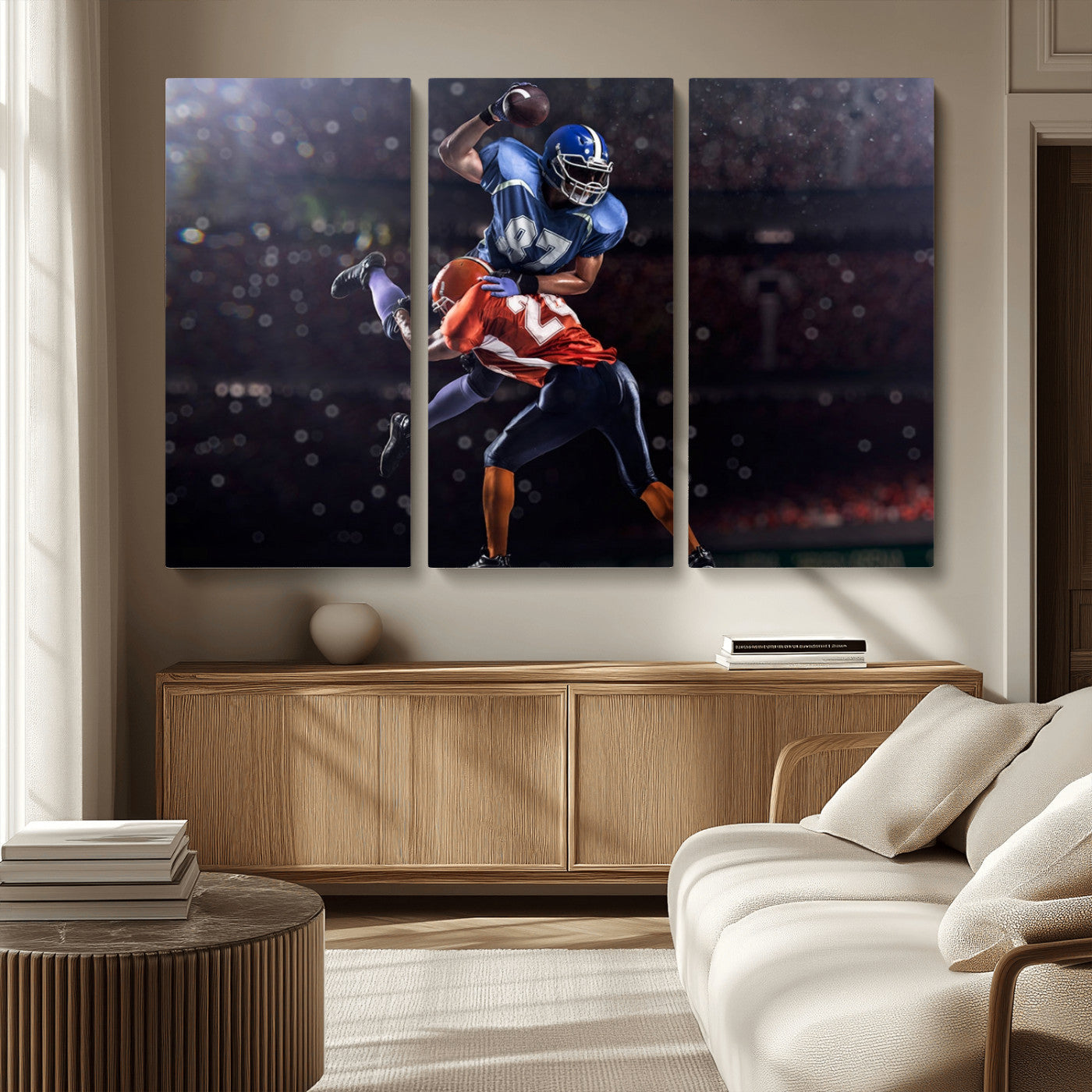 76491-MGV-CV-36X24-American Football Wall Art Canvas Print, Stadium Sport Wall Art Print