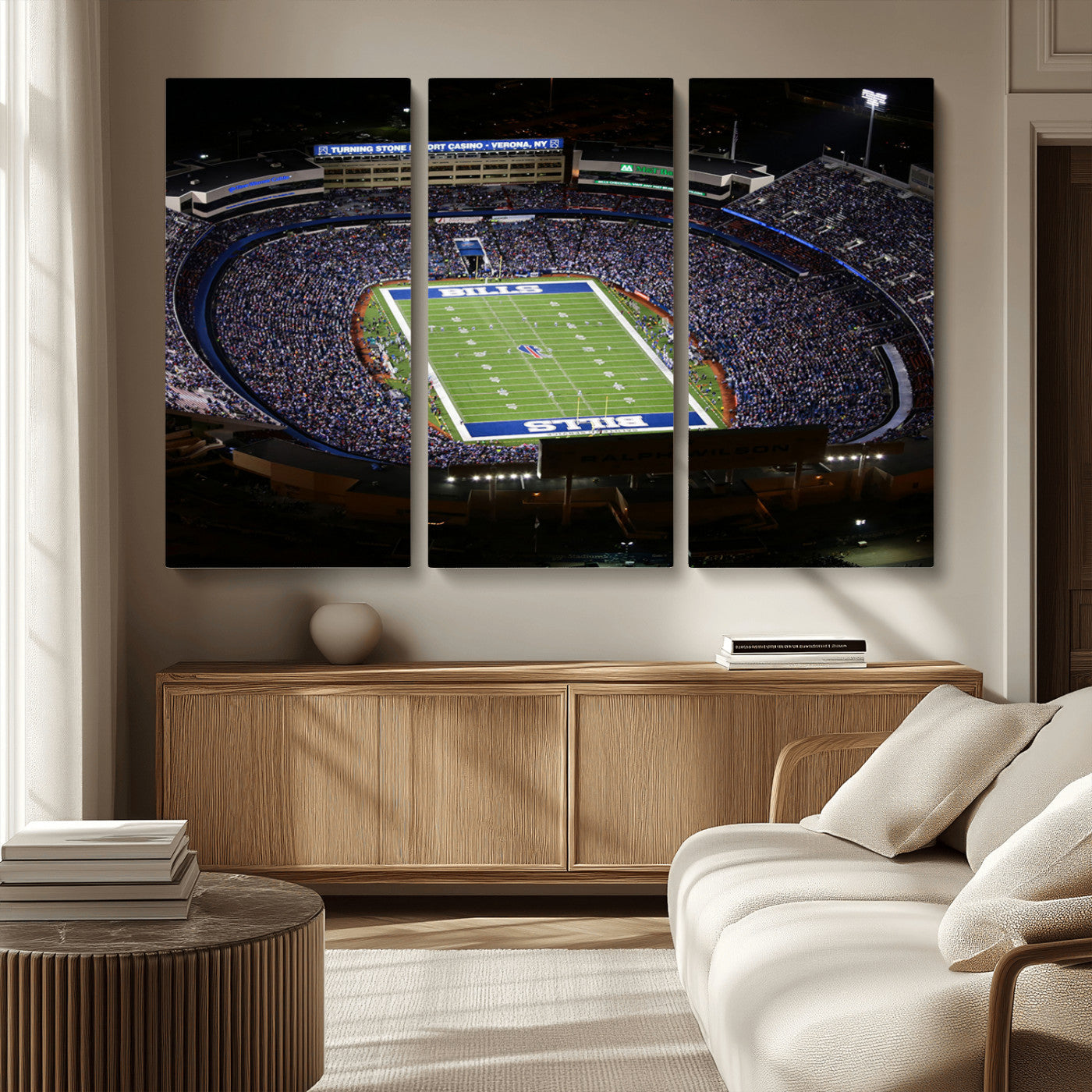 19030-MGV-CV-36X24-Buffalo Bills NFL Football Team Print - Highmark Stadium Wall Art Canvas Print