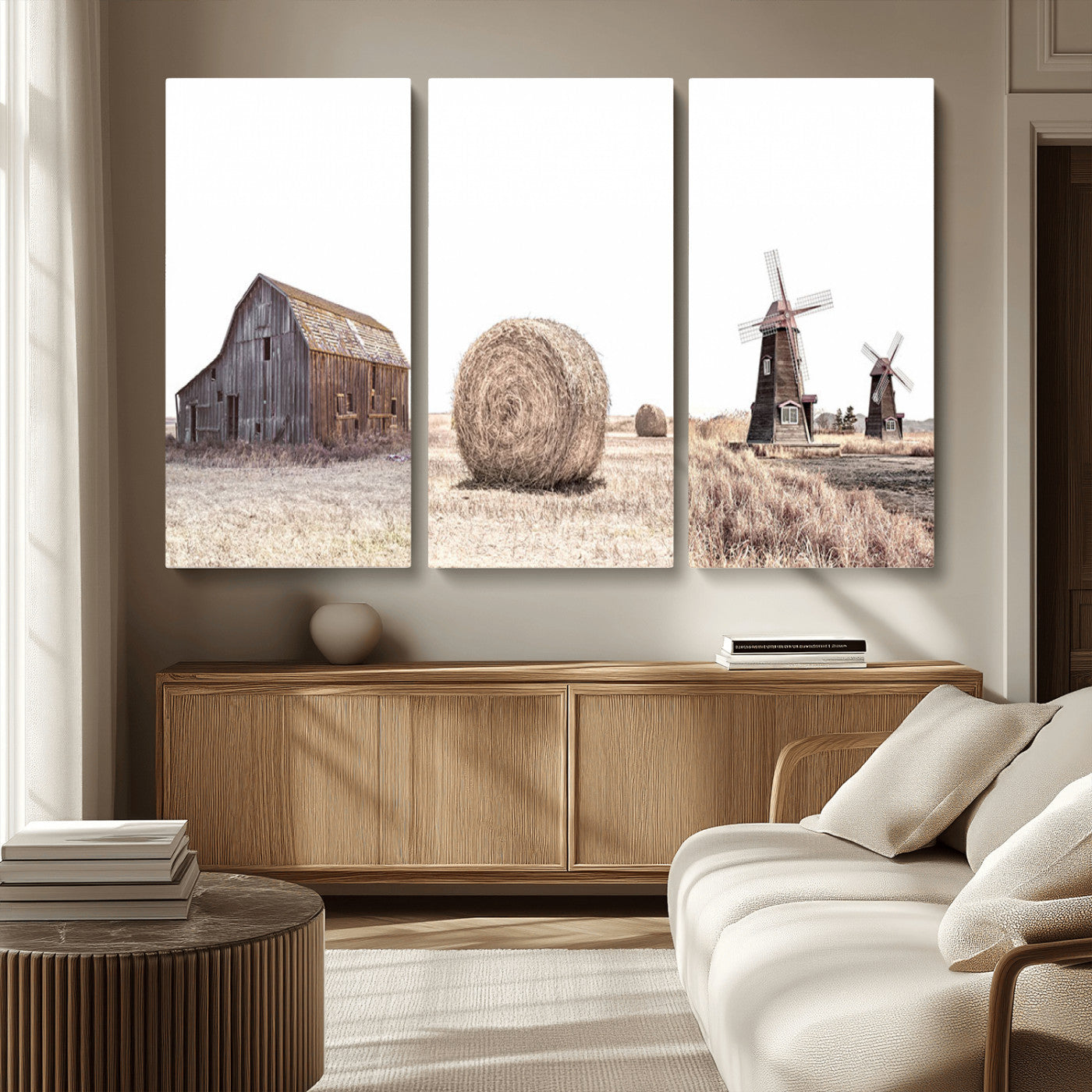 94971-MGV-CV-36X24-Farm Prints Set, Set of 3 Farmhouse Wall Art, Country House Decor
