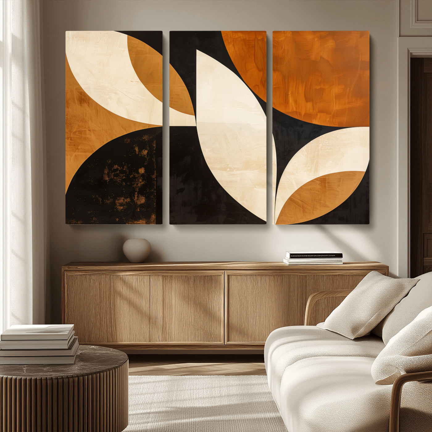 21251-MGV-CV-48X32-3P-Geometric Abstract Wall Art Canvas Print, Mid Century Modern Wall Art Print