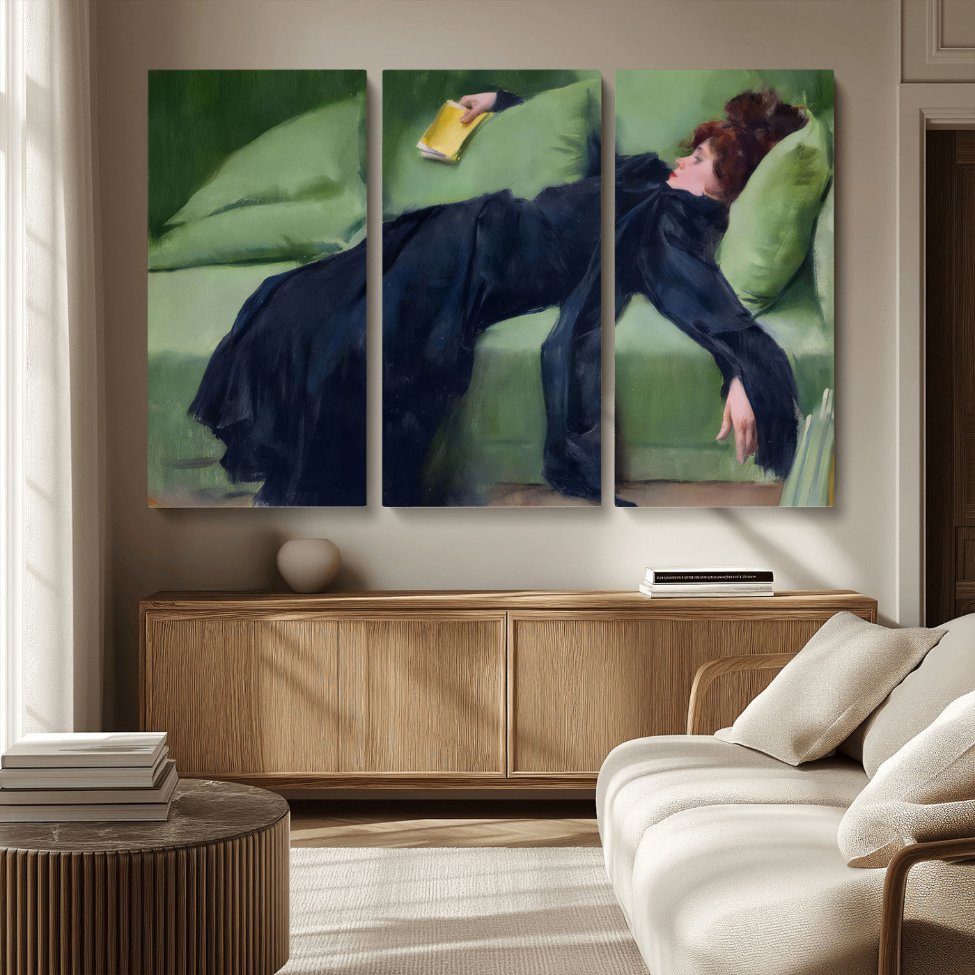 17725-MGV-CV-36X24-Decadent Girl by Ramon Casas Wall Art Canvas Print, Framed Decadent Girl Canvas Print