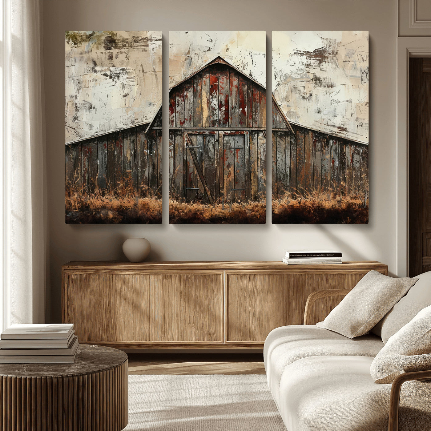-Rustic Barn Wall Art | Farmhouse Wall Decor Canvas Print | Ready to Hang Barn Decor for Cabin or