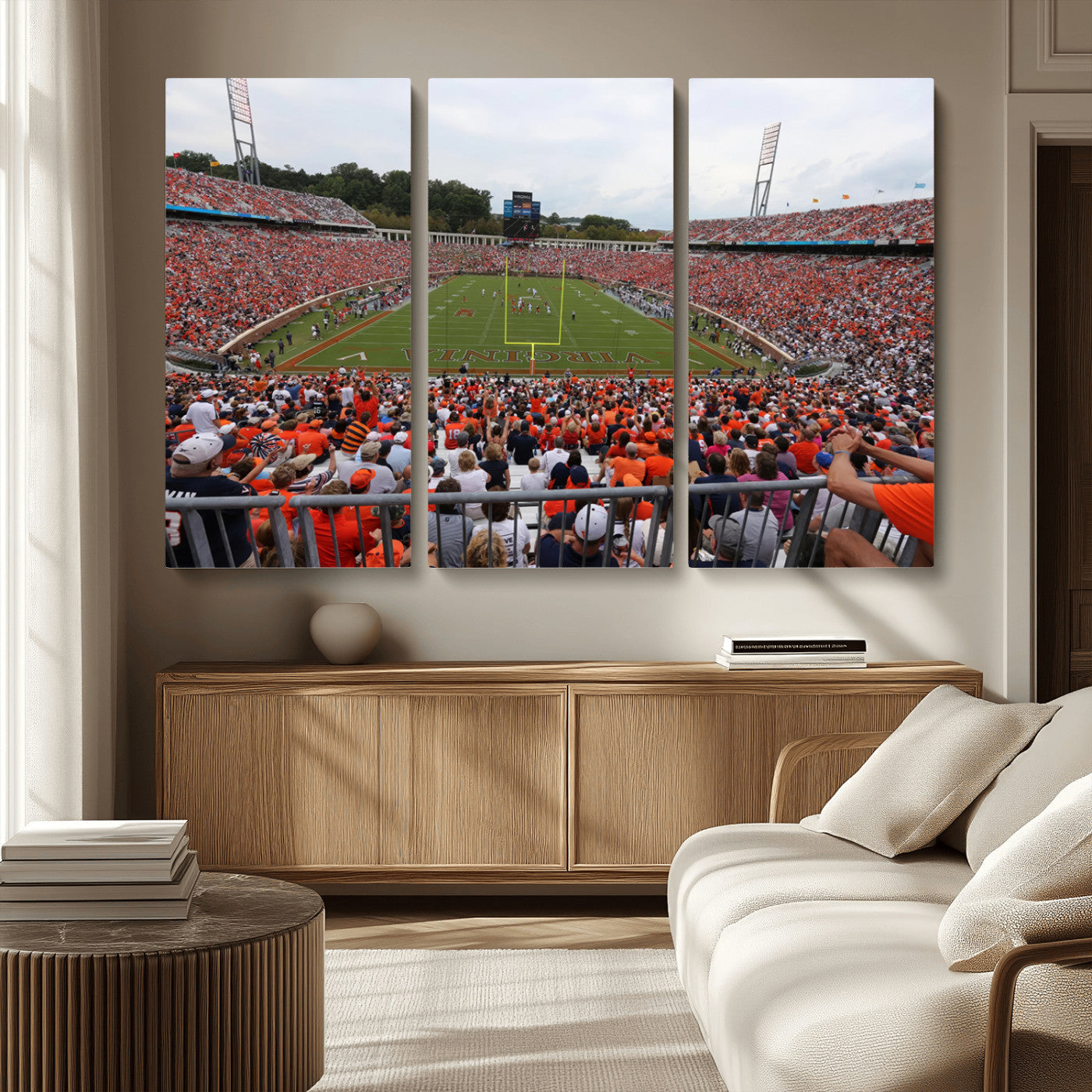 63606-MGV-CV-36X24 - Virginia Cavaliers Football Team Print - Charlottesville Scott Stadium Print Wall Art Canvas