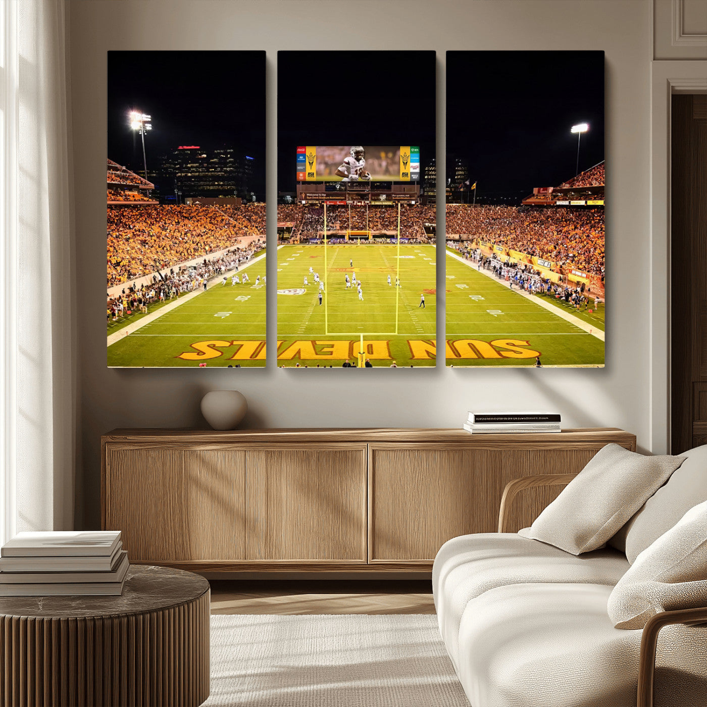 87612-MGV-CV-36X24-ASU Sun Devils Football Team Print - Phoenix Mountain America Stadium Canvas Print