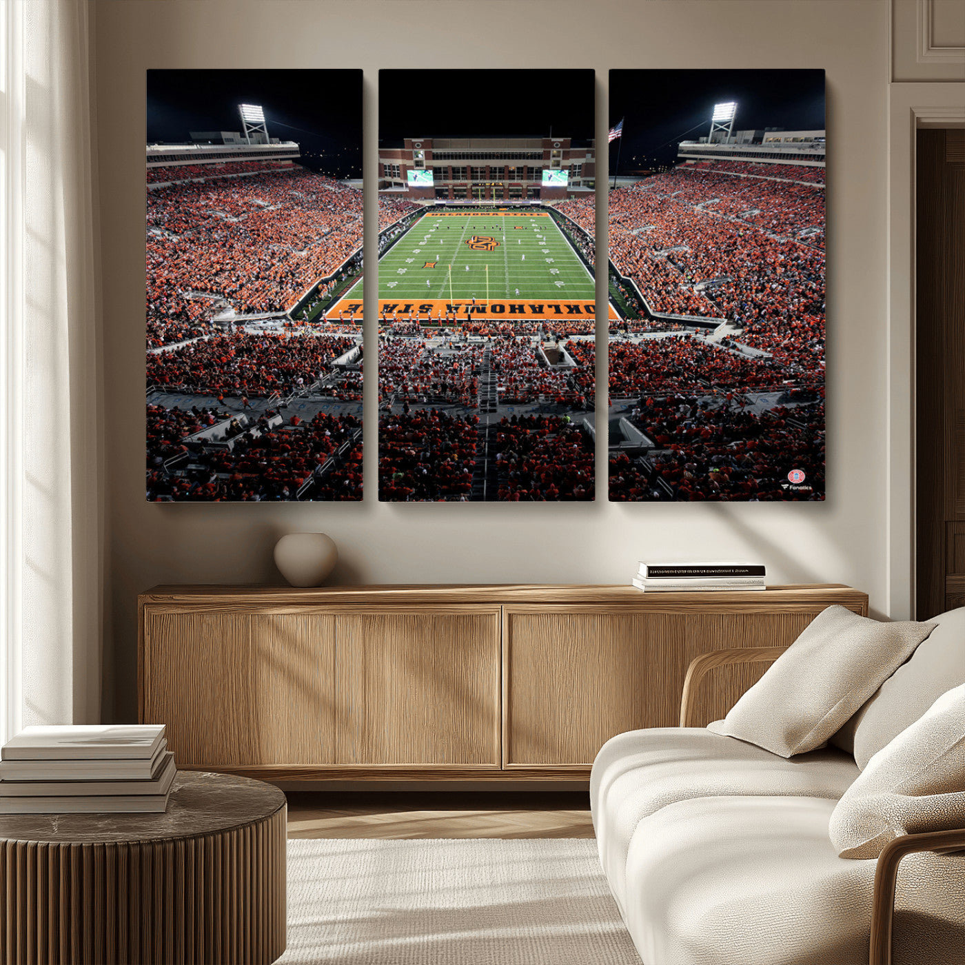 81675-MGV-CV-36X24-Boone Pickens Stadium Wall Art Oklahoma State Cowboys Print Framed Sports Canvas Art for Home, Office, Living Room