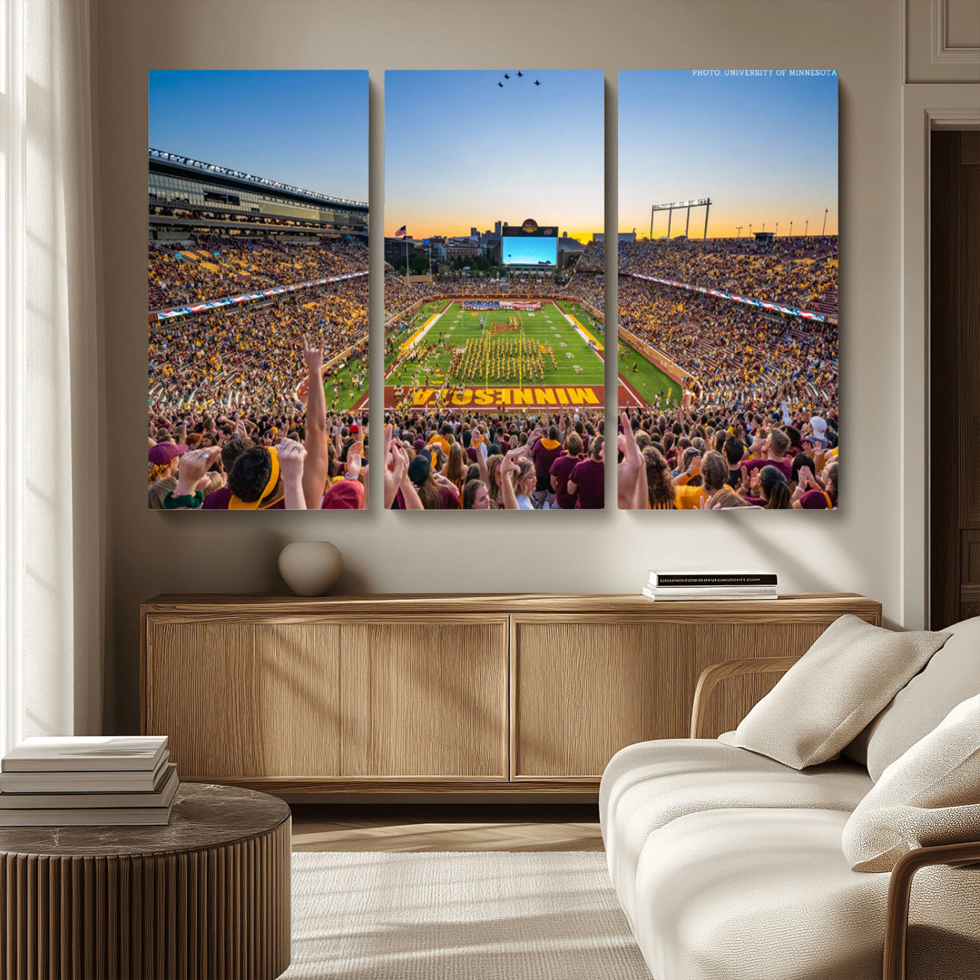 -University of Minnesota Golden Gophers Football Team Print - Minneapolis Huntington Bank Stadium