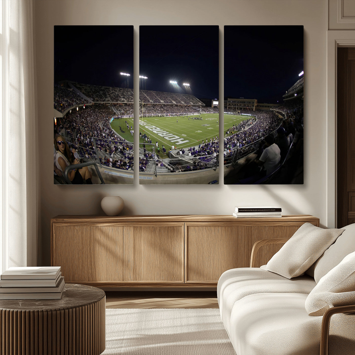 -TCU Horned Frogs Football Team Print - Fort Worth Amon G. Carter Stadium Wall Art Canvas Print.