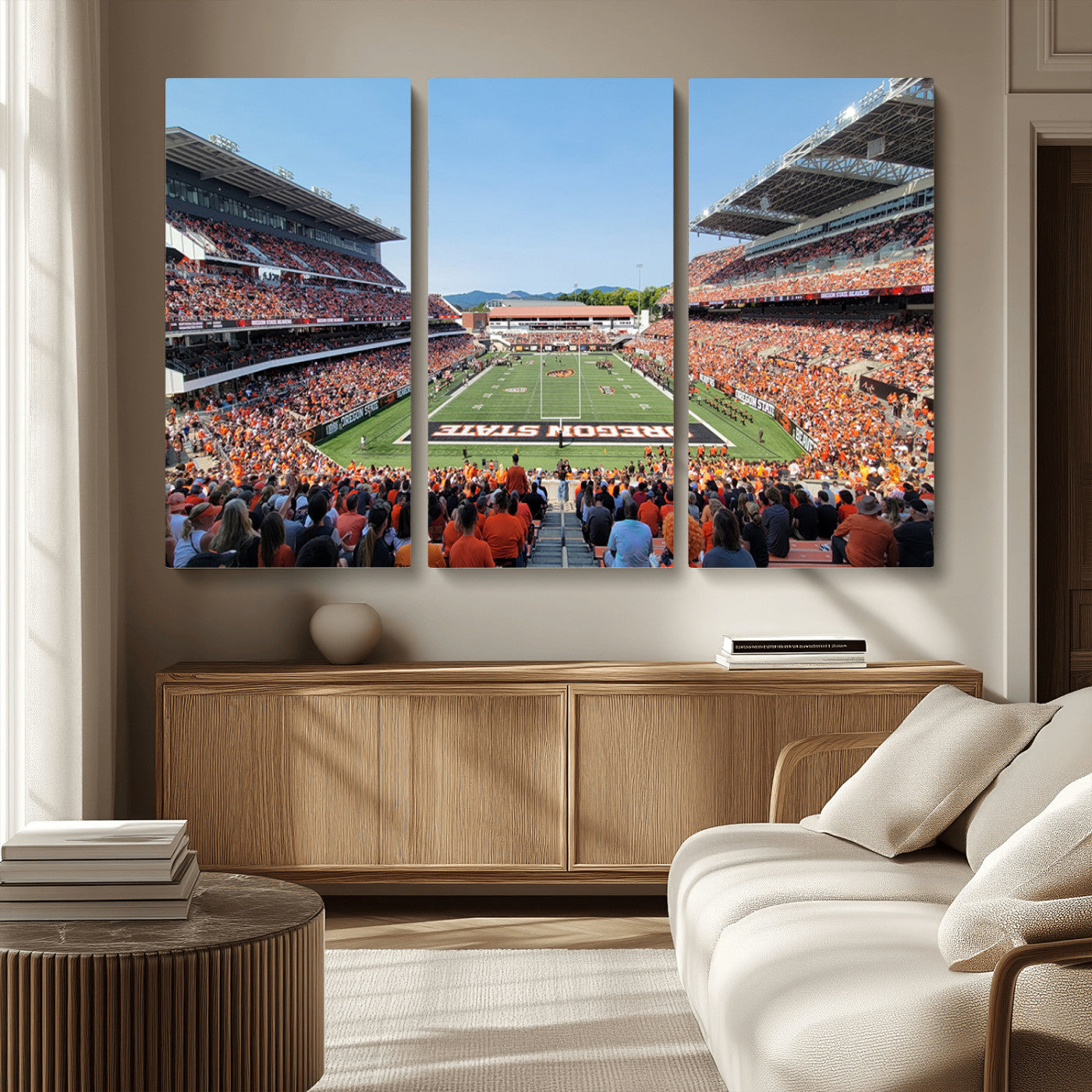 35211-MGV-CV-36X24-Oregon State Beavers Football Team Print - Corvallis Reser Stadium Wall Art Canvas Print