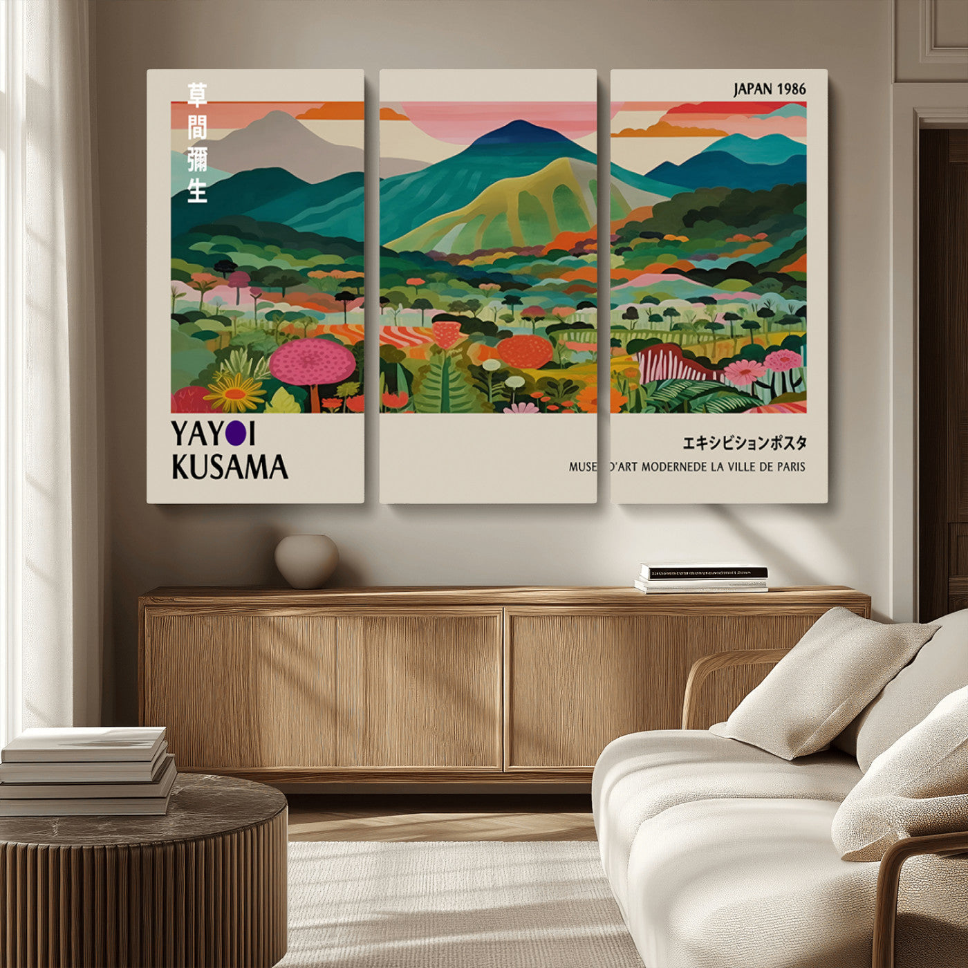 83384-MGV-CV-36X24-Yayoi Kusama Japan 1986 Canvas – Wabi Sabi Japanese Vibrant Abstract Wall Art Contemporary Canvas for Home, Office