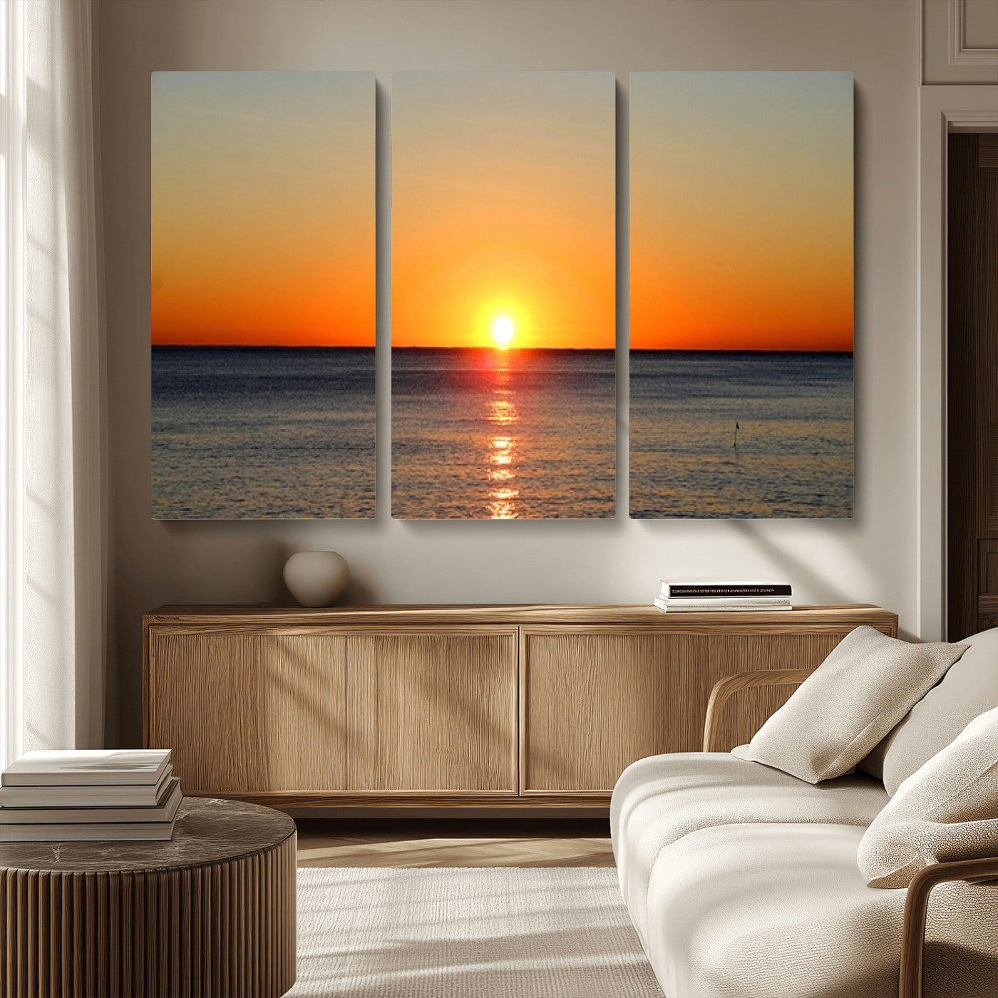 54676-MGV-CV-36X24-Golden Horizon Sunset Over Ocean Wall Art Canvas Print – Tropical Beach Canvas Wall Art – Giclee