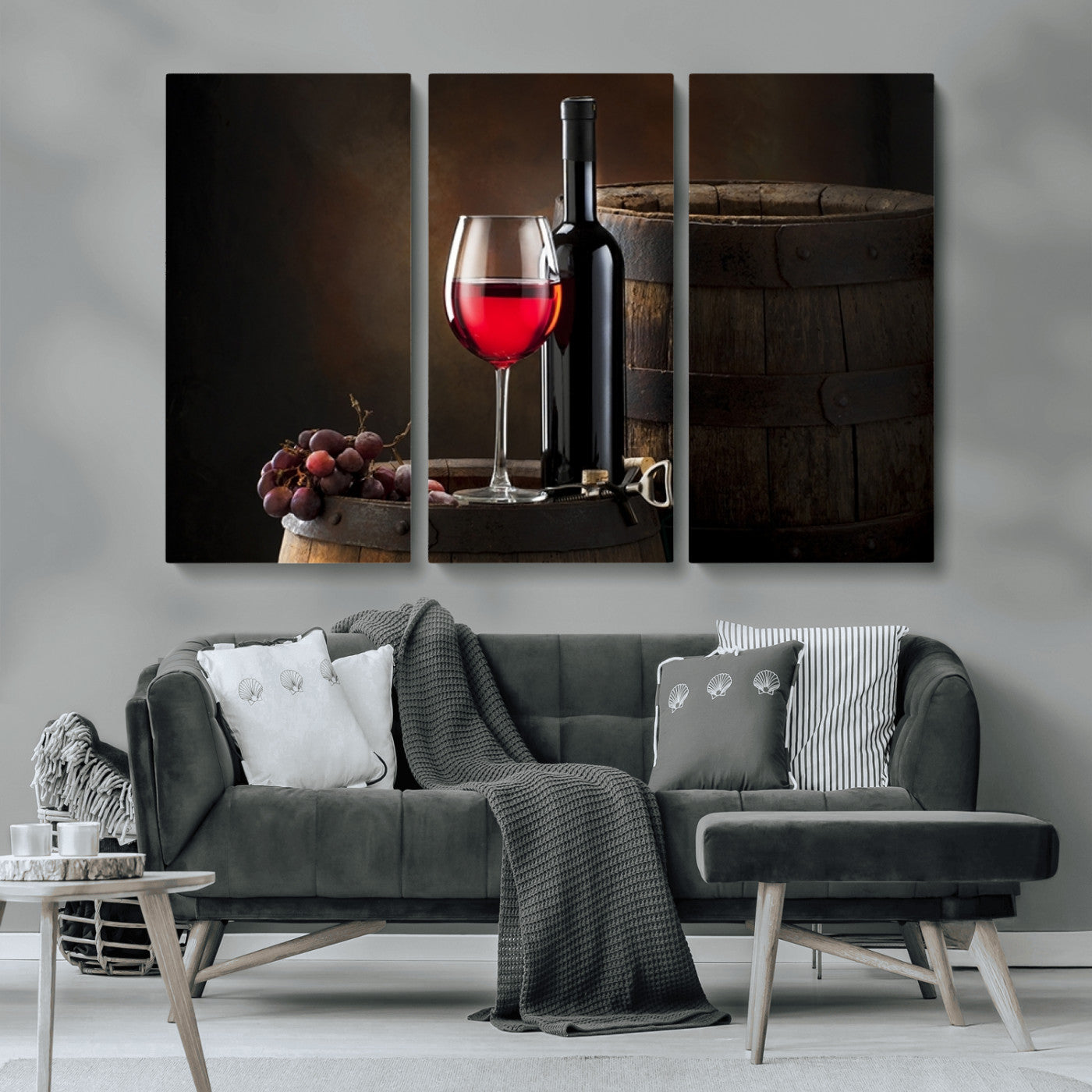 -Red Wine and Bottle Canvas Print