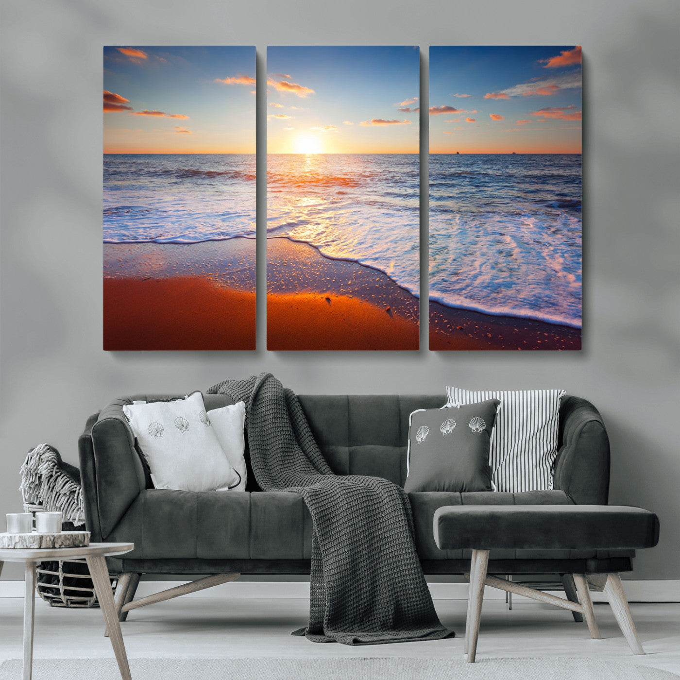 96736-MGV-CV-36X24-Ocean Beach Canvas Wall Art Beach Canvas, Coastal Sunset Tropical Island Beach Sunset Artwork Print