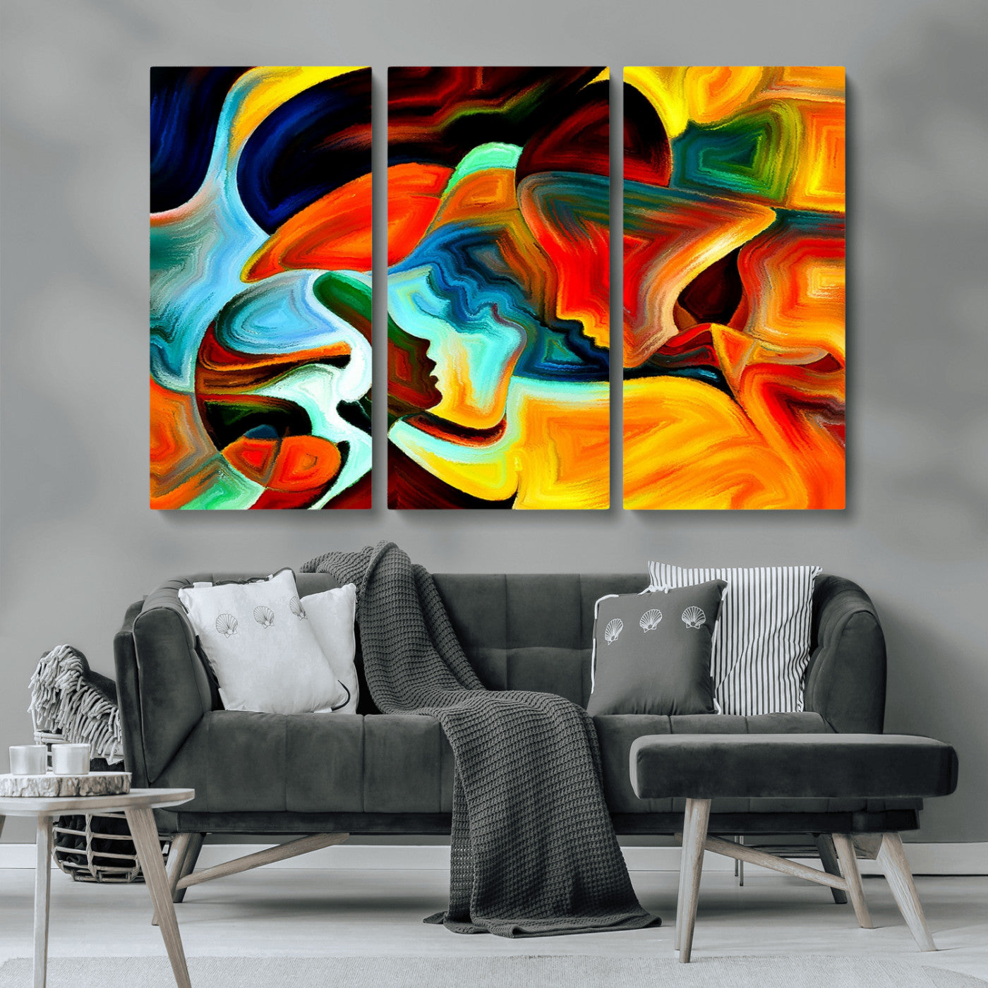 70242-MGV-CV-36X24-Human Love Figures Abstract Wall Art Canvas Print