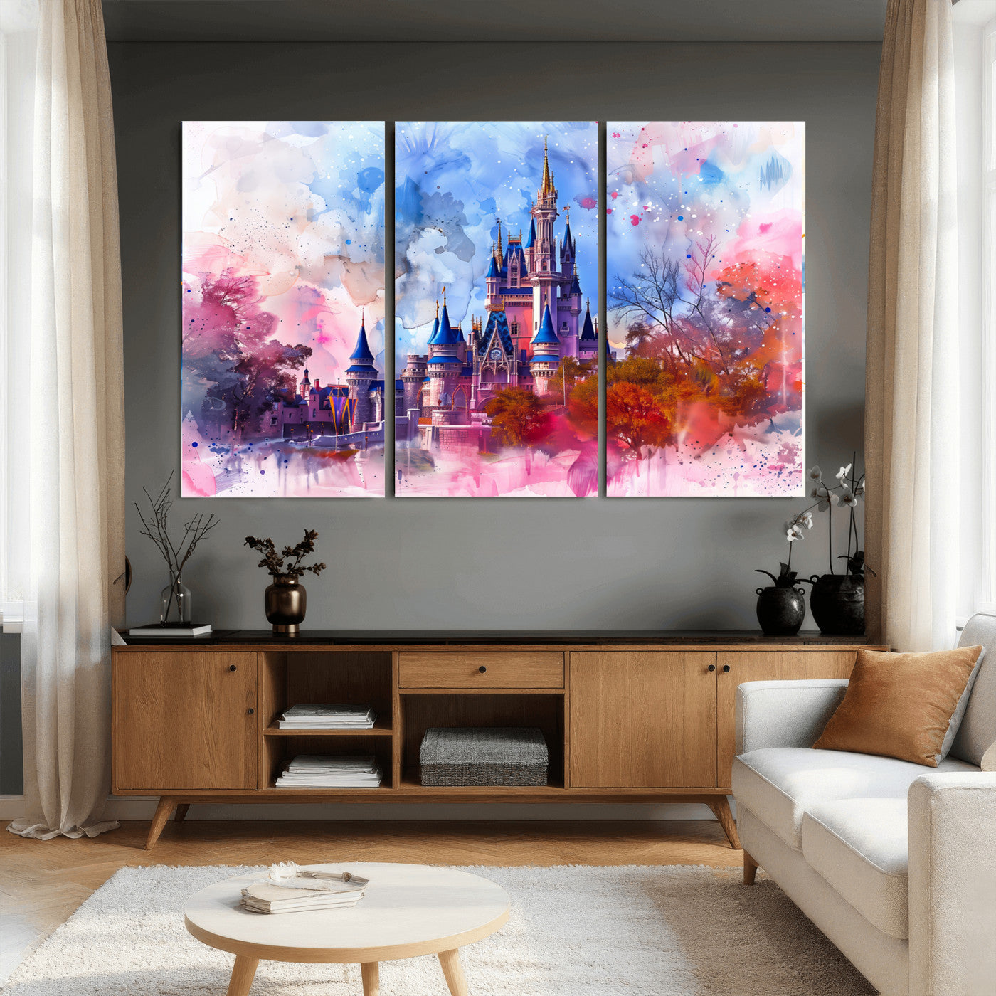 58662-MGV-CV-36X24 - Disney Wall Art: Dreamy Watercolor Cinderella Castle Canvas Print