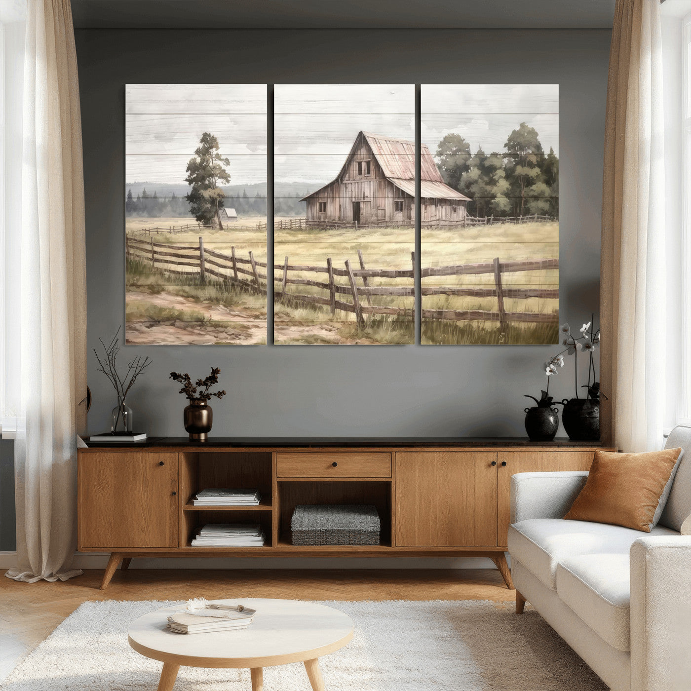 87489-MGV-CV-36X24 - Rustic Farmhouse Barn Wall Art | Framed Gallery Wrap Barn Giclee Canvas Print for Farmhouse Decor