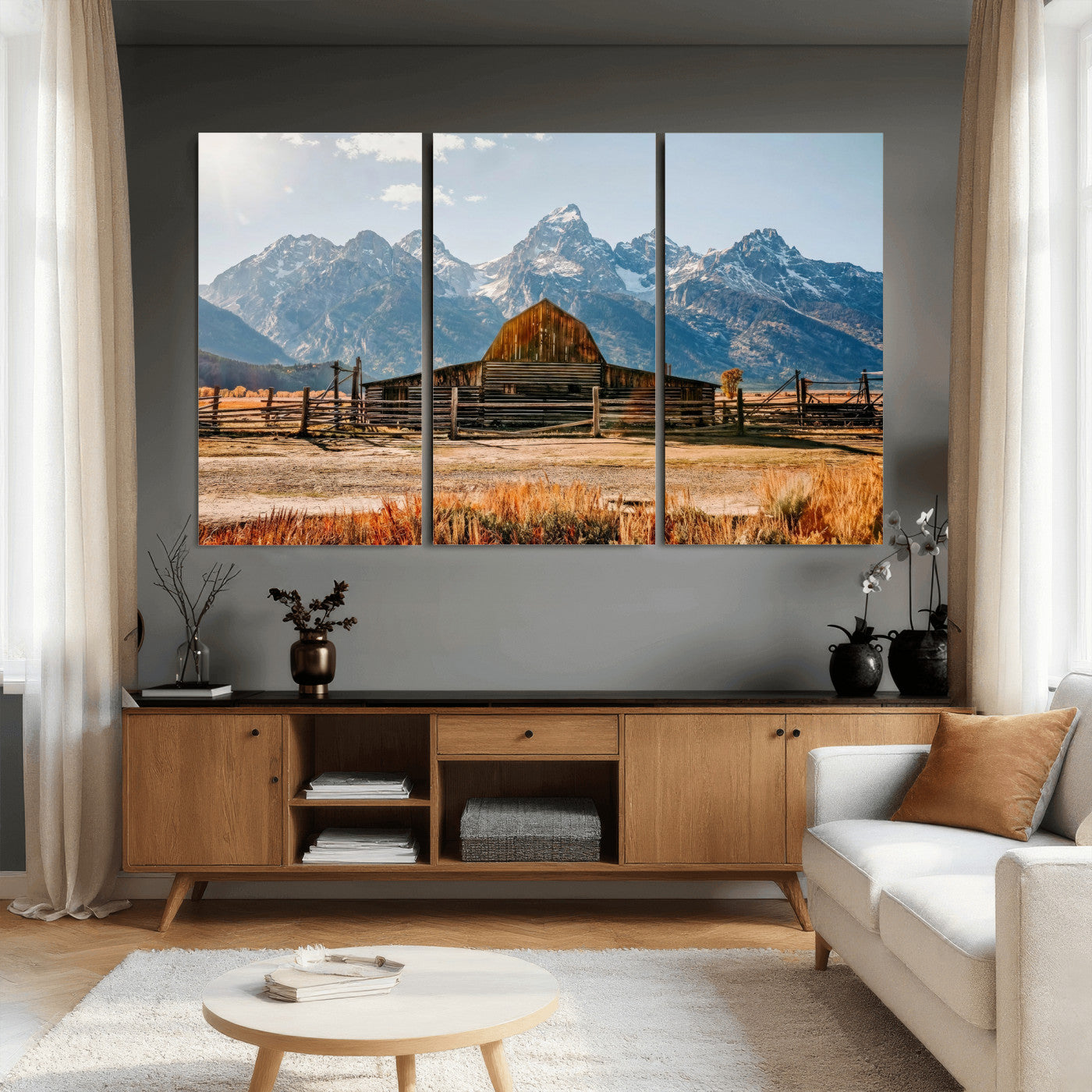 26513-MGV-CV-36X24 - Vintage Old Barn Field Wall Art Canvas Print for Farmhouse Decor - Rustic Barn Wall Art Canvas Print