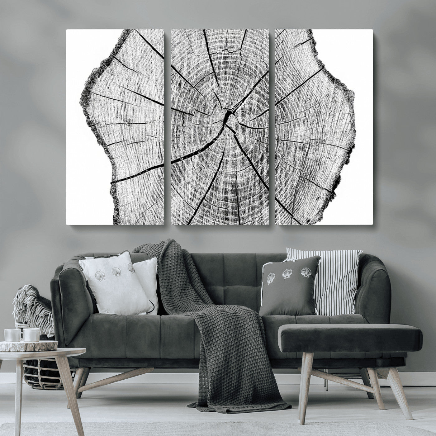 98709-MGV-CV-36X24-Rustic Tree Ring Wall Art Canvas Print – Framed and Ready to Hang – Perfect for Nature-Inspired and