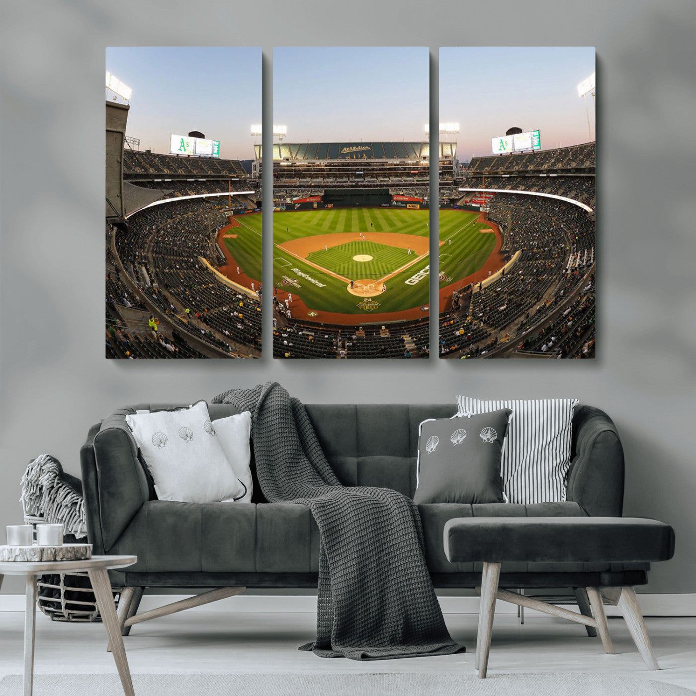 -Oakland Athletics Baseball Team Print - RingCentral Coliseum Stadium Wall Art Canvas Print