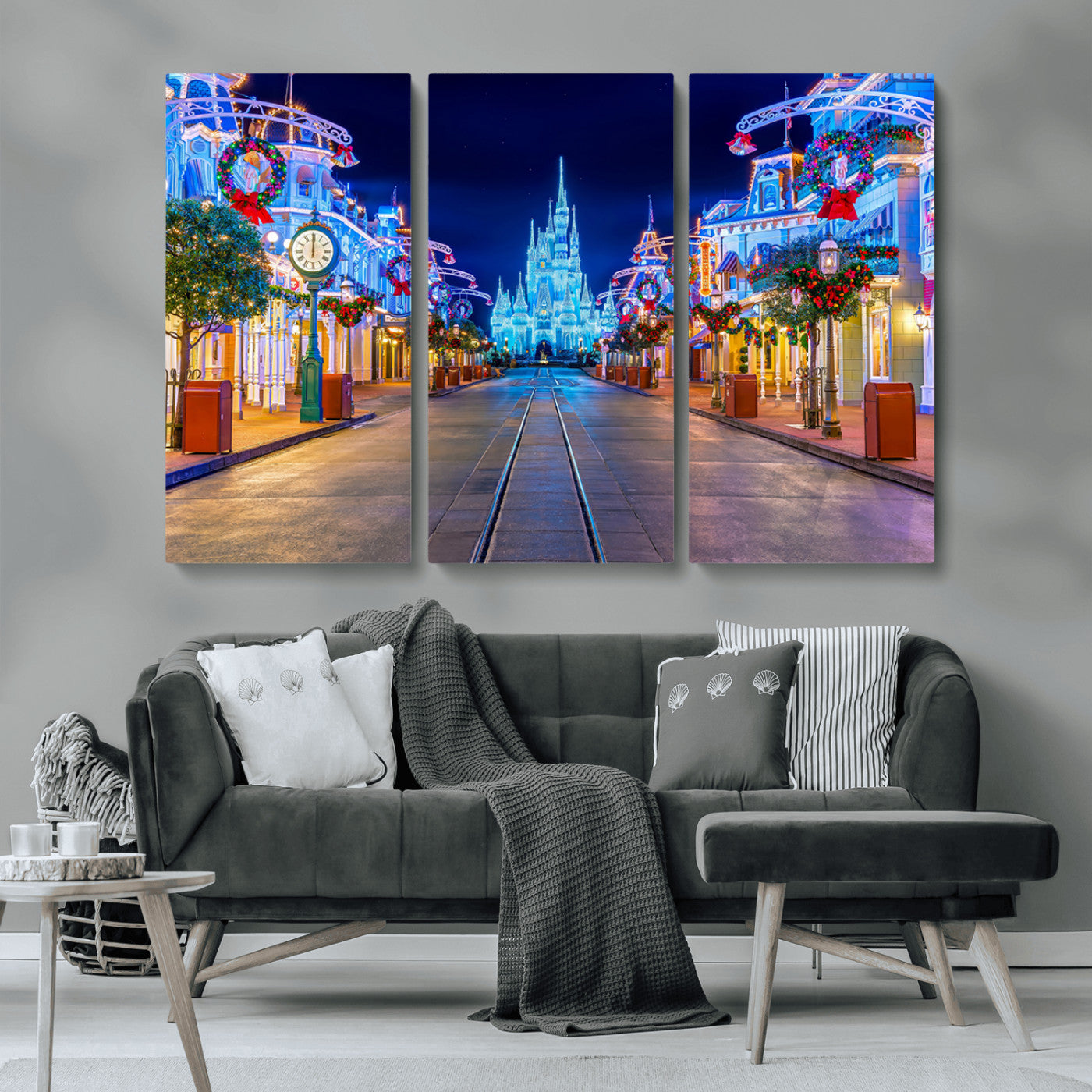12470-MGV-CV-36X24 - Disney Wall Art | Castle Large Wall Art Disney Magic Kingdom Print for Kids Room Decoration | Disney