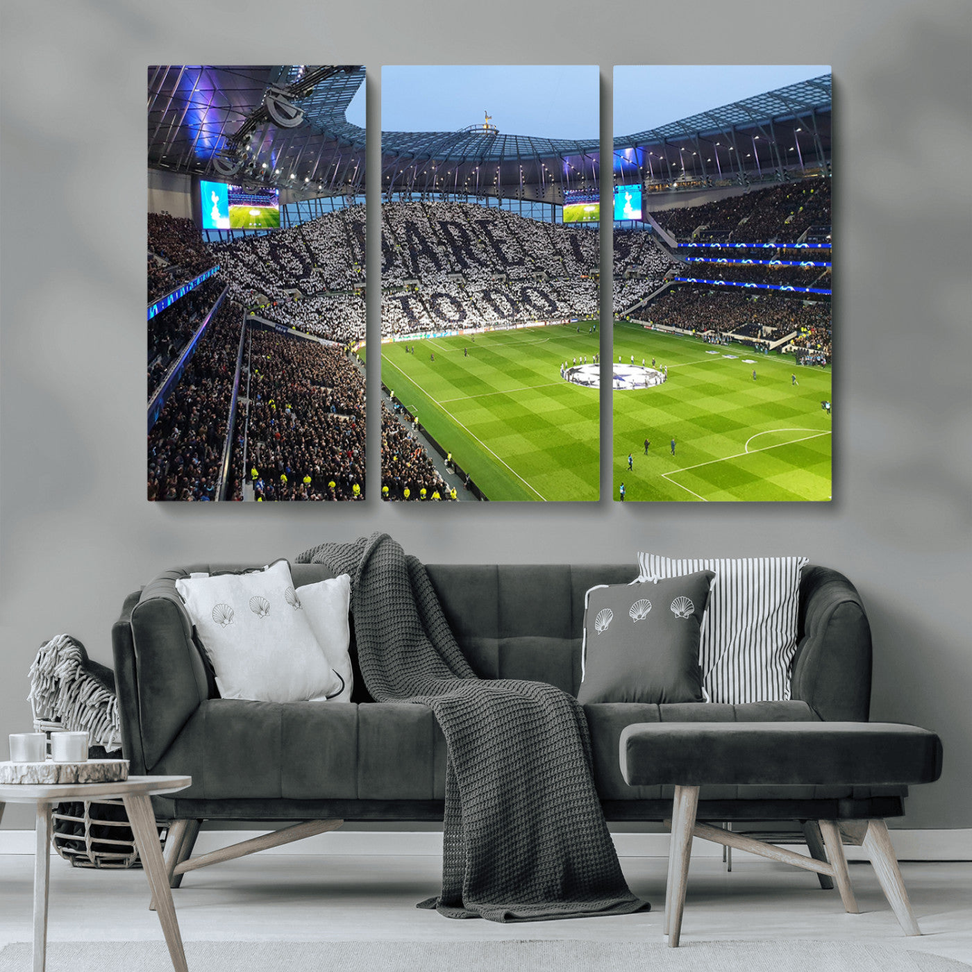 -Tottenham Hotspur Stadium Canvas Print, Match Day Triple Canvas Wall Art - Premier League Football