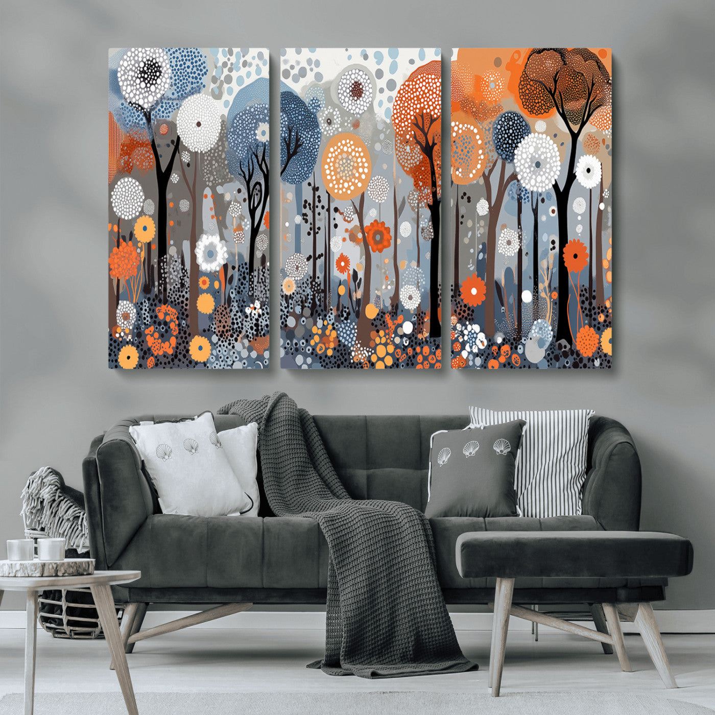 48857-MGV-CV-48X32-3P-Abstract Winter Landscape Canvas Wall Art Print - Large Colorful Nature Wall Decor