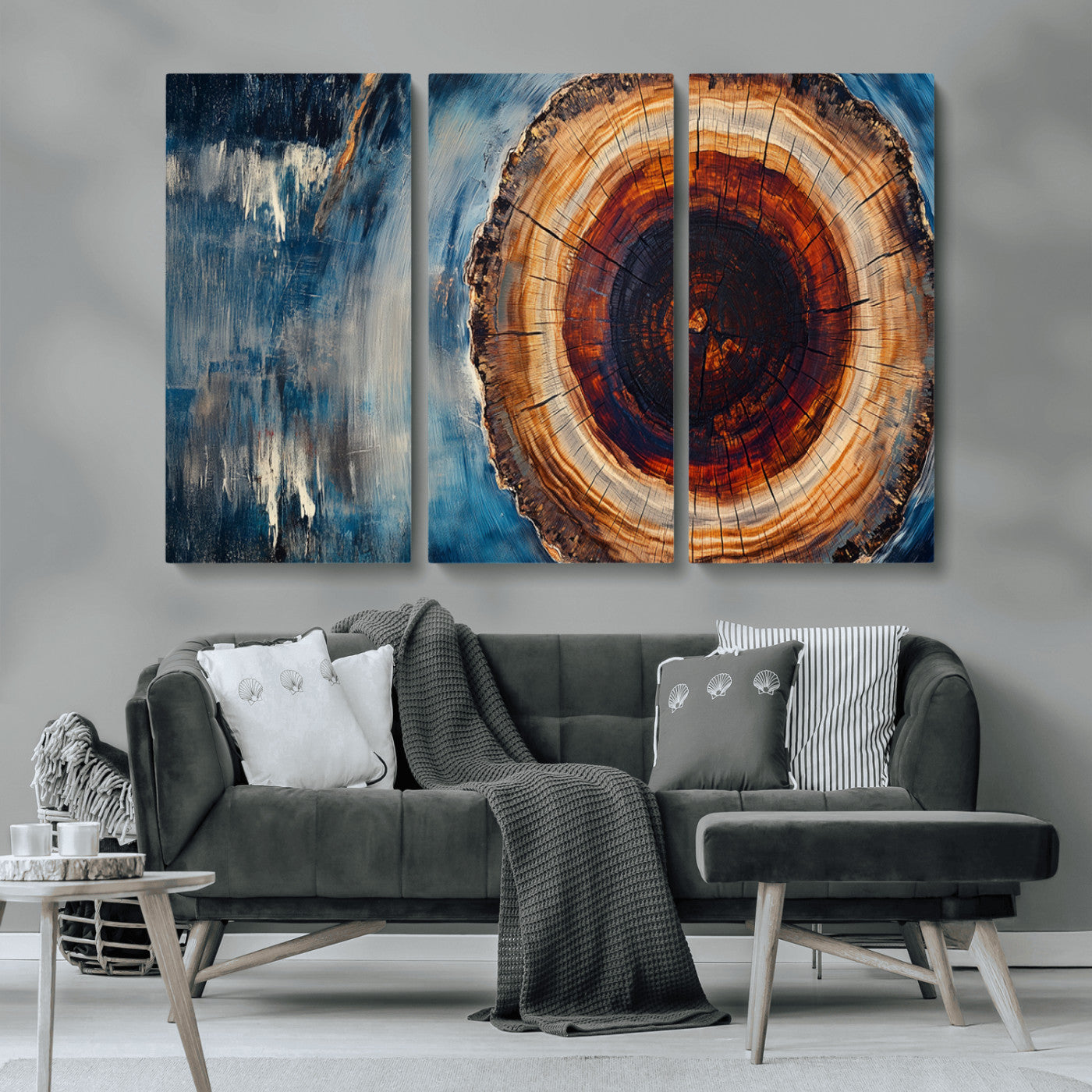 48045-MGV-CV-36X24-Abstract Tree Rings Wall Art Canvas Print - Wood Grain Rings Canvas Print - Nature Woodland Wall