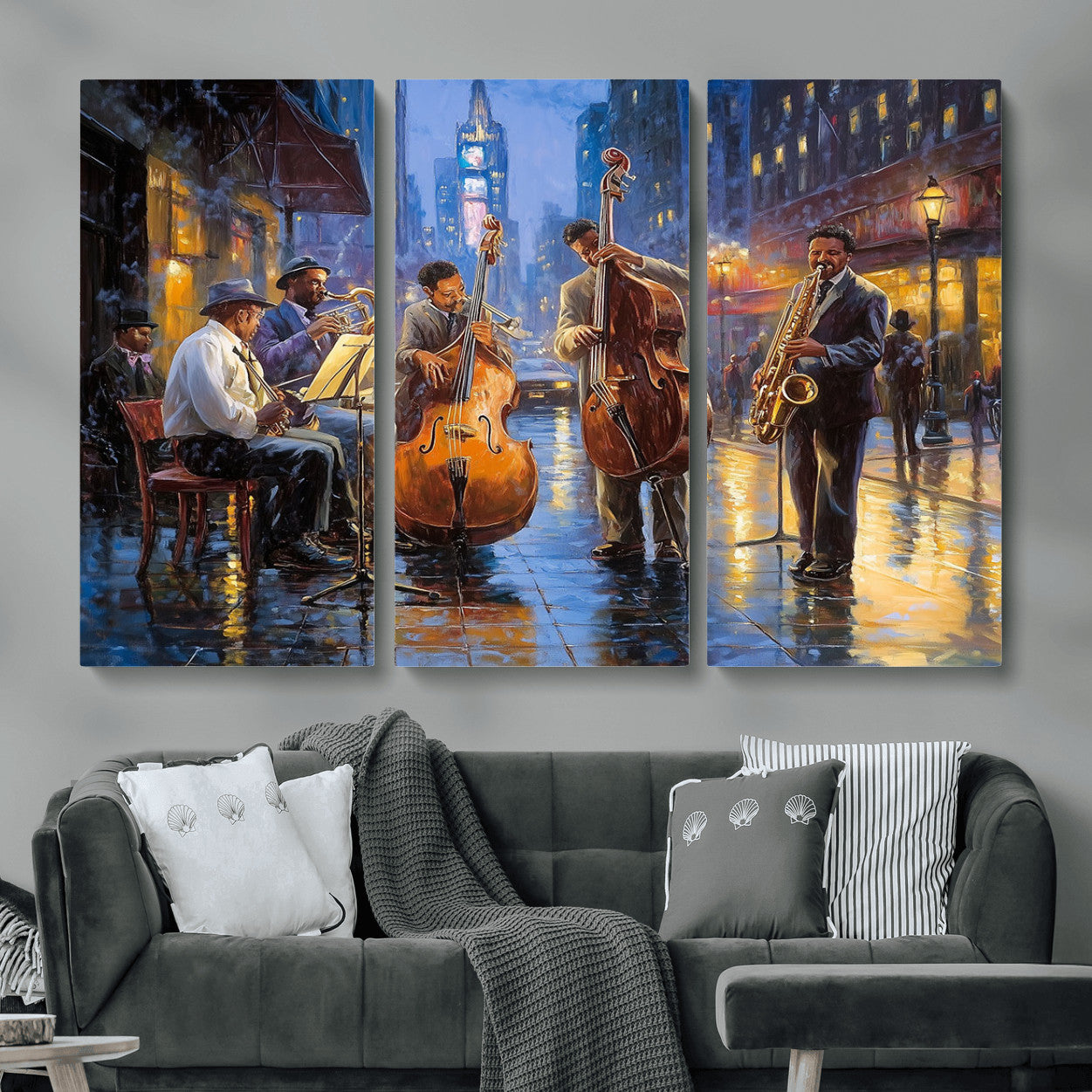 58694-MGV-CV-48X32-3P - Colorful Jazz Wall Art - African American Music Canvas Print - Framed Abstract Music Poster for Home