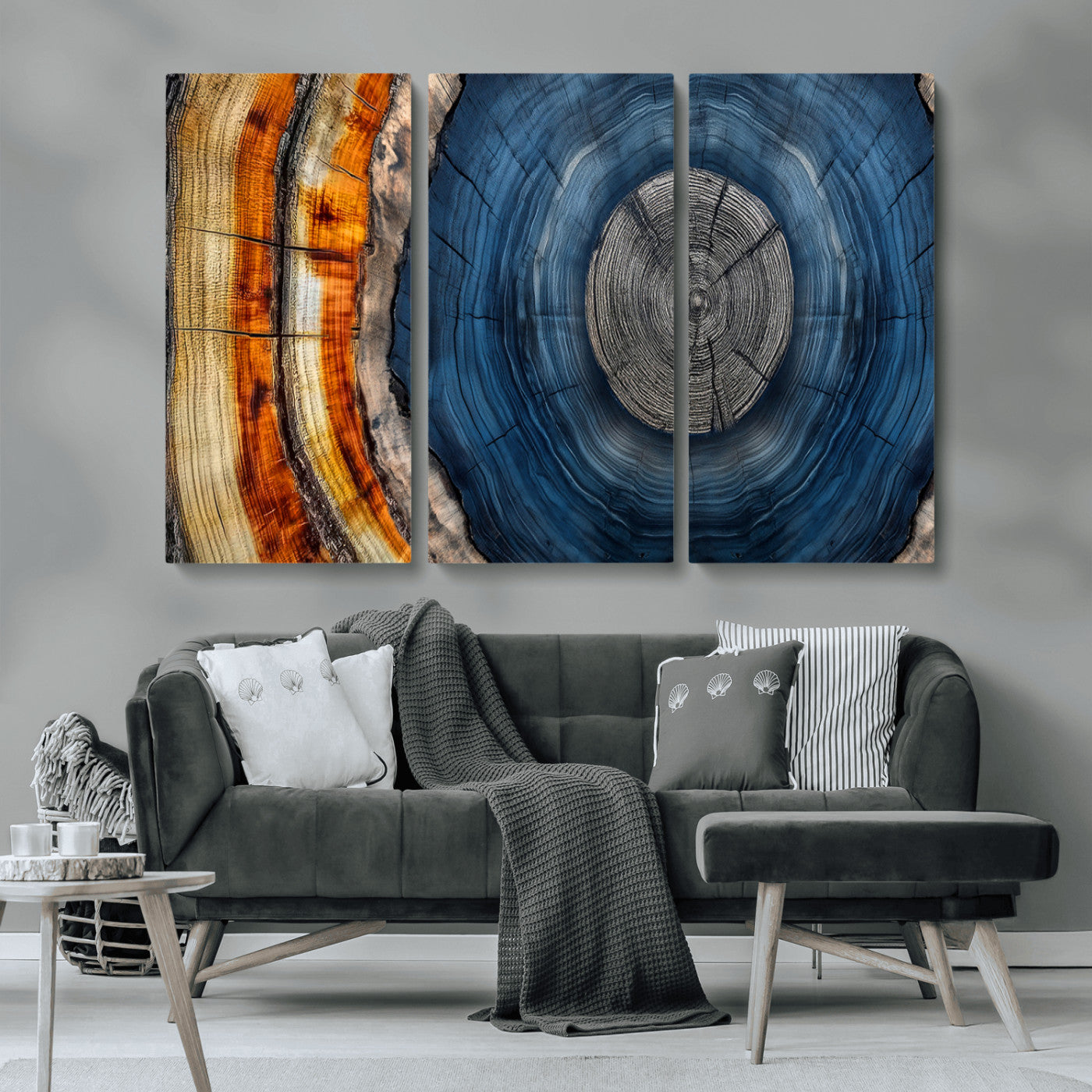 79754215-MGV-CV-36X24-Abstract Tree Rings Wall Art Canvas Print - Wood Grain Rings Artwork Print - Nature Woodland Modern