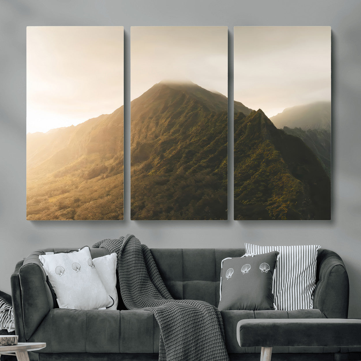 42338636-MGV-CV-36X24-Mountain Wall Art – Framed Sunset Landscape Canvas Artwork, Serene Nature Design, Rustic Decor for Home, Office