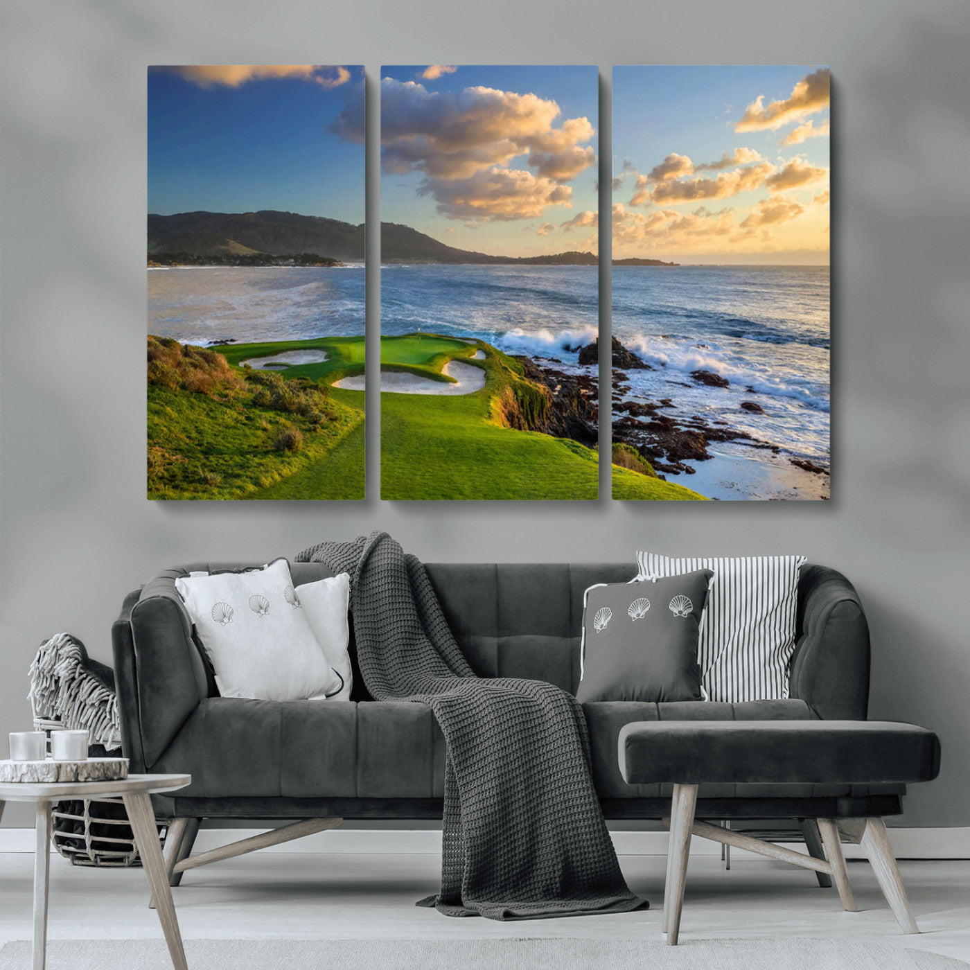 50107048-MGV-CV-36X24-Pebble Beach Golf Links Wall Art Canvas Print – Iconic Coastal Golf Course Artwork for Home, Office, Living Room
