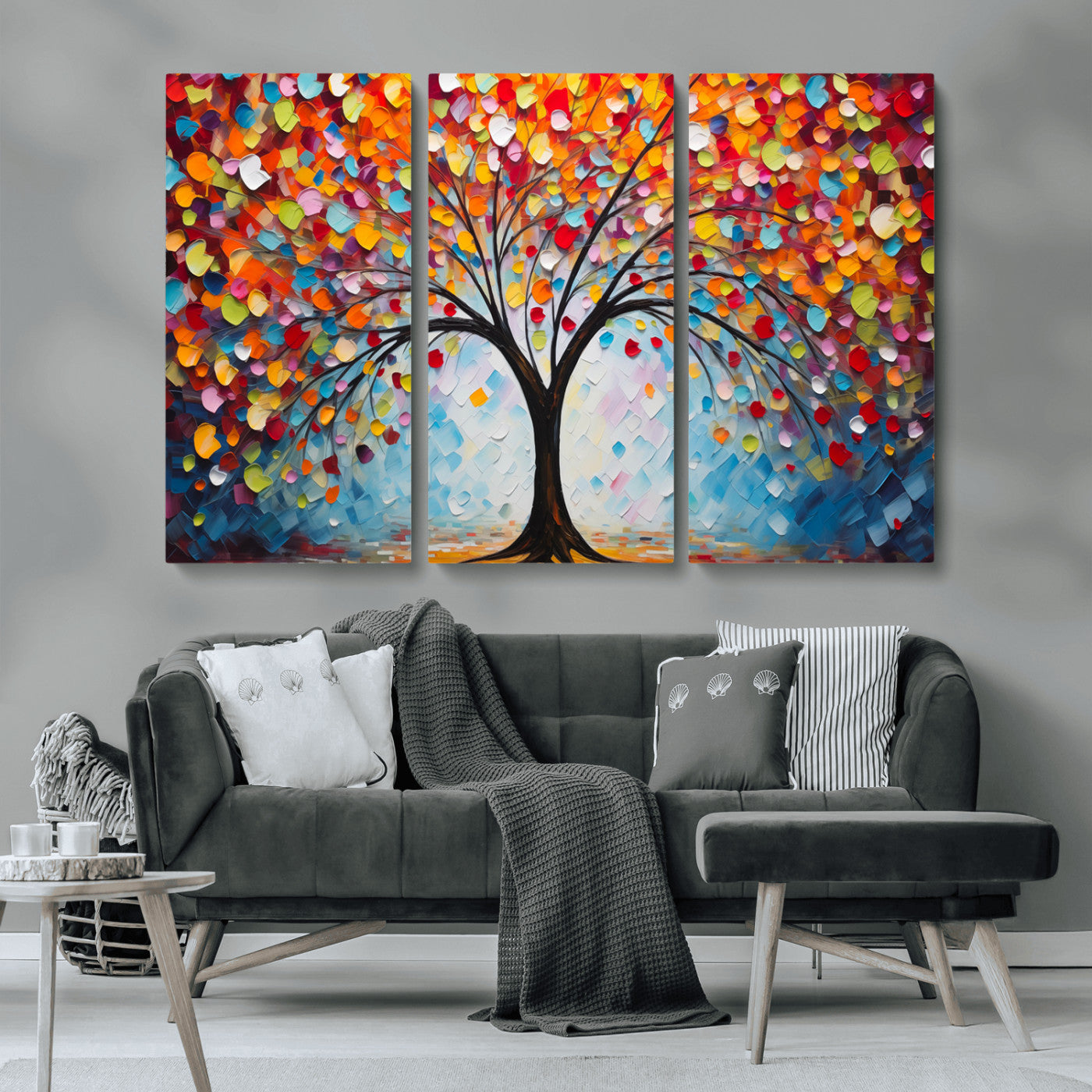 HS2447-MGV-CV-36X24-Vibrant Tree of Life Canvas Wall Art – Colorful Abstract Nature in Modern Decor - Ready to Hang