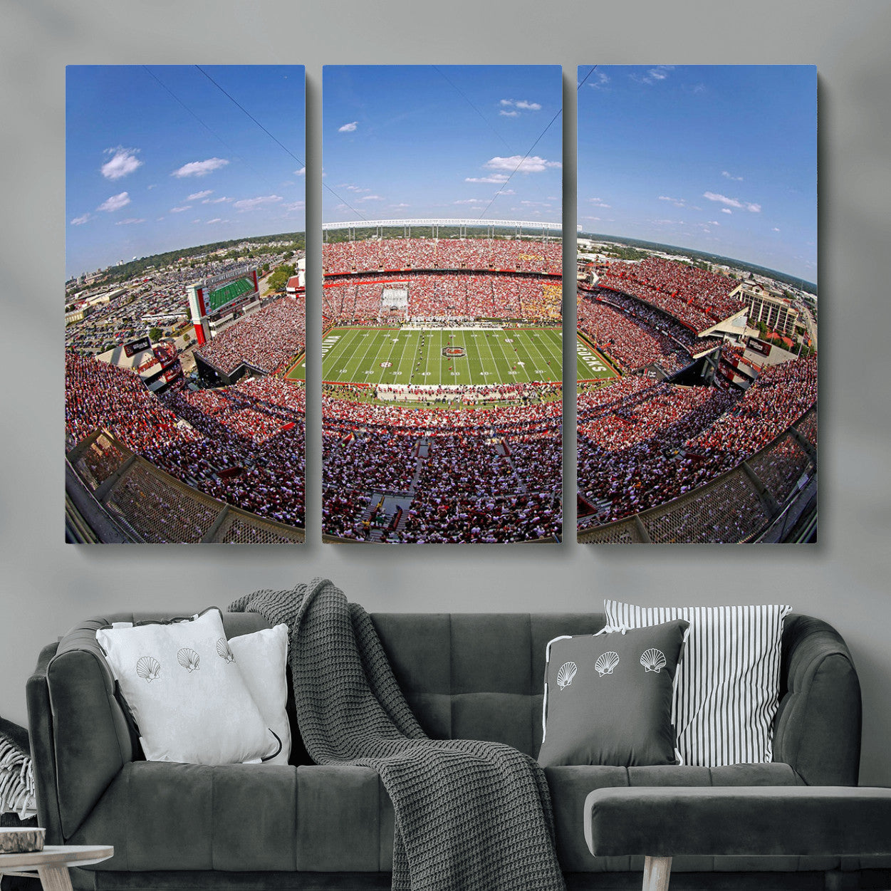 29492070-MGV-CV-48X32-3P - William Brice Stadium Wall Art Canvas Print – Stadium Crowd Sports Field Outdoor Event Football Game Artwork for Home Office