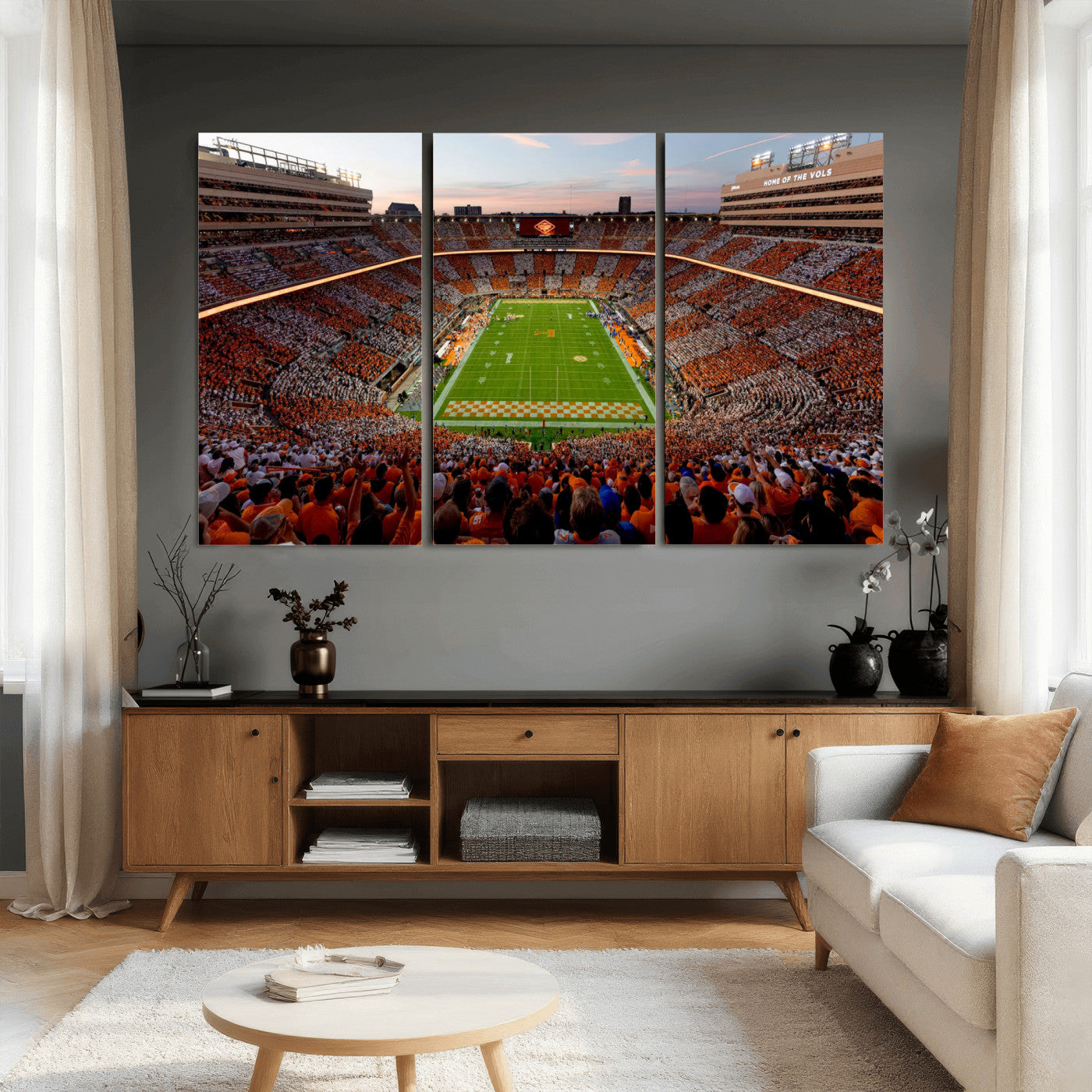 37160229-MGV-CV-36X24 - Tennessee Neyland Stadium Wall Art, Sports Arena Canvas Print, Panoramic Stadium Canvas Artwork for Home, Office