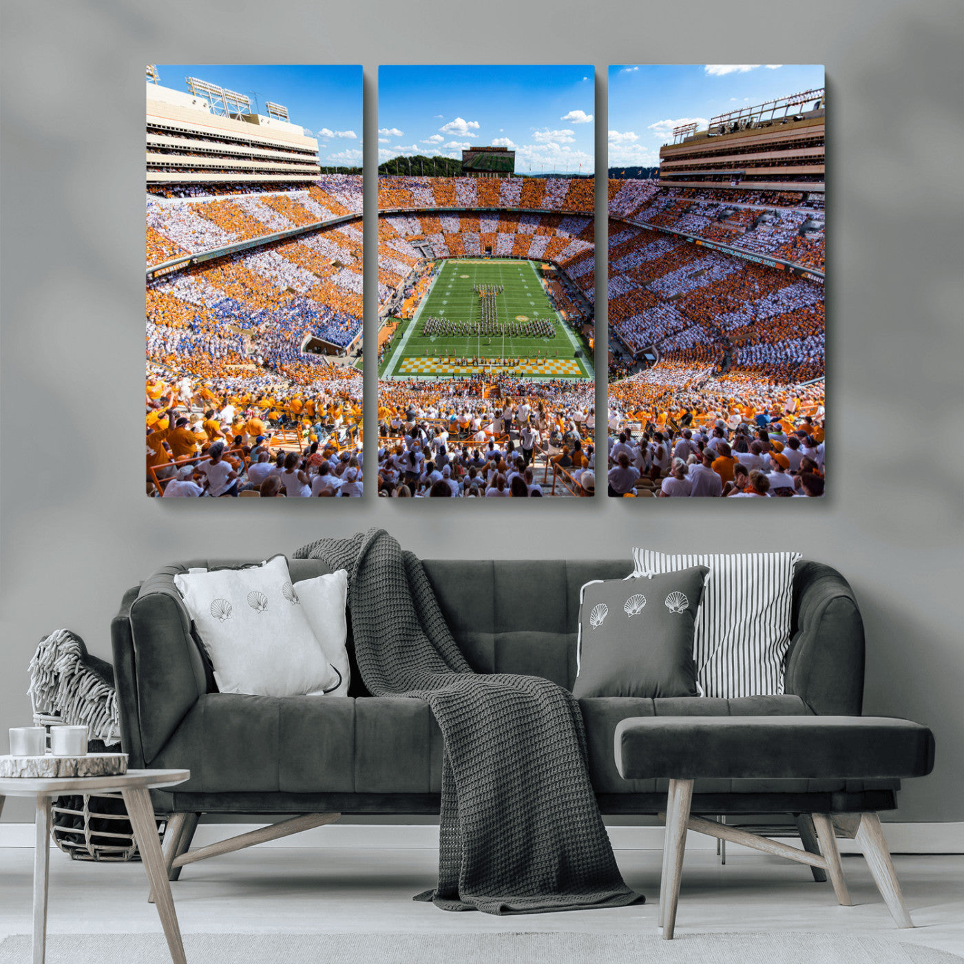 64238859-MGV-CV-48X32-3P-Tennessee Neyland Stadium Wall Art Print, Sports Arena Canvas Wall Art, Panoramic Stadium Canvas Print, Modern Athletic Field Art Printing