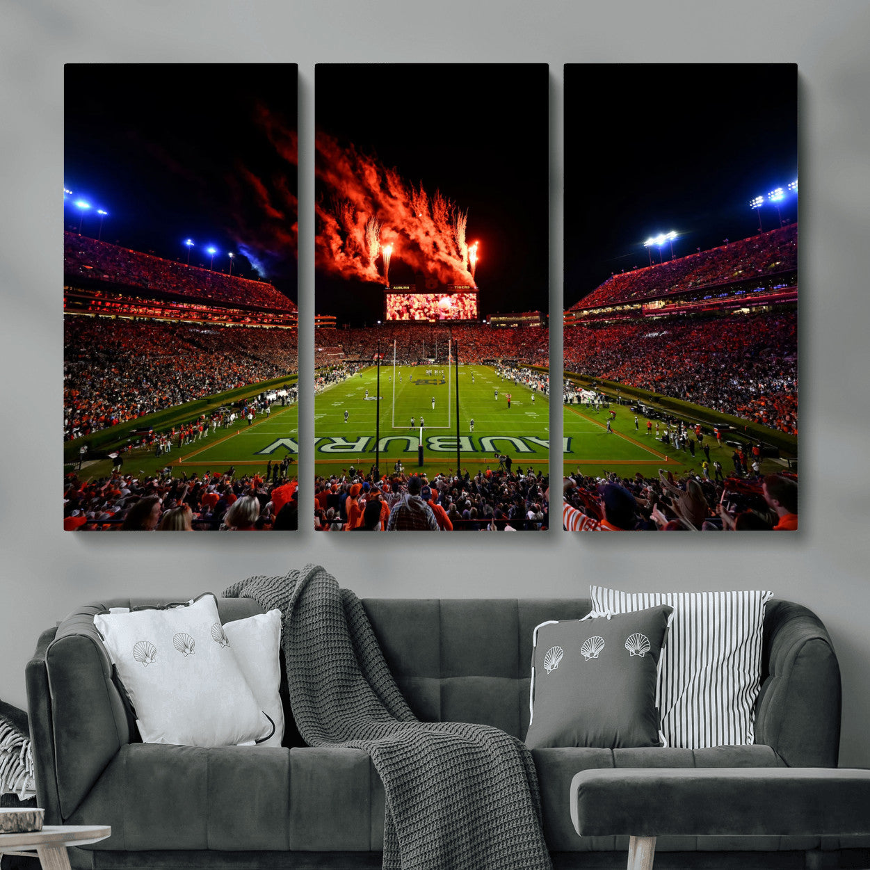 59046876-MGV-CV-48X32-3P-Jordan-Hare Stadium Wall Art Canvas Print, Football Stadium Aerial View, College Sports Art for Man Cave or Game Room (Copy)