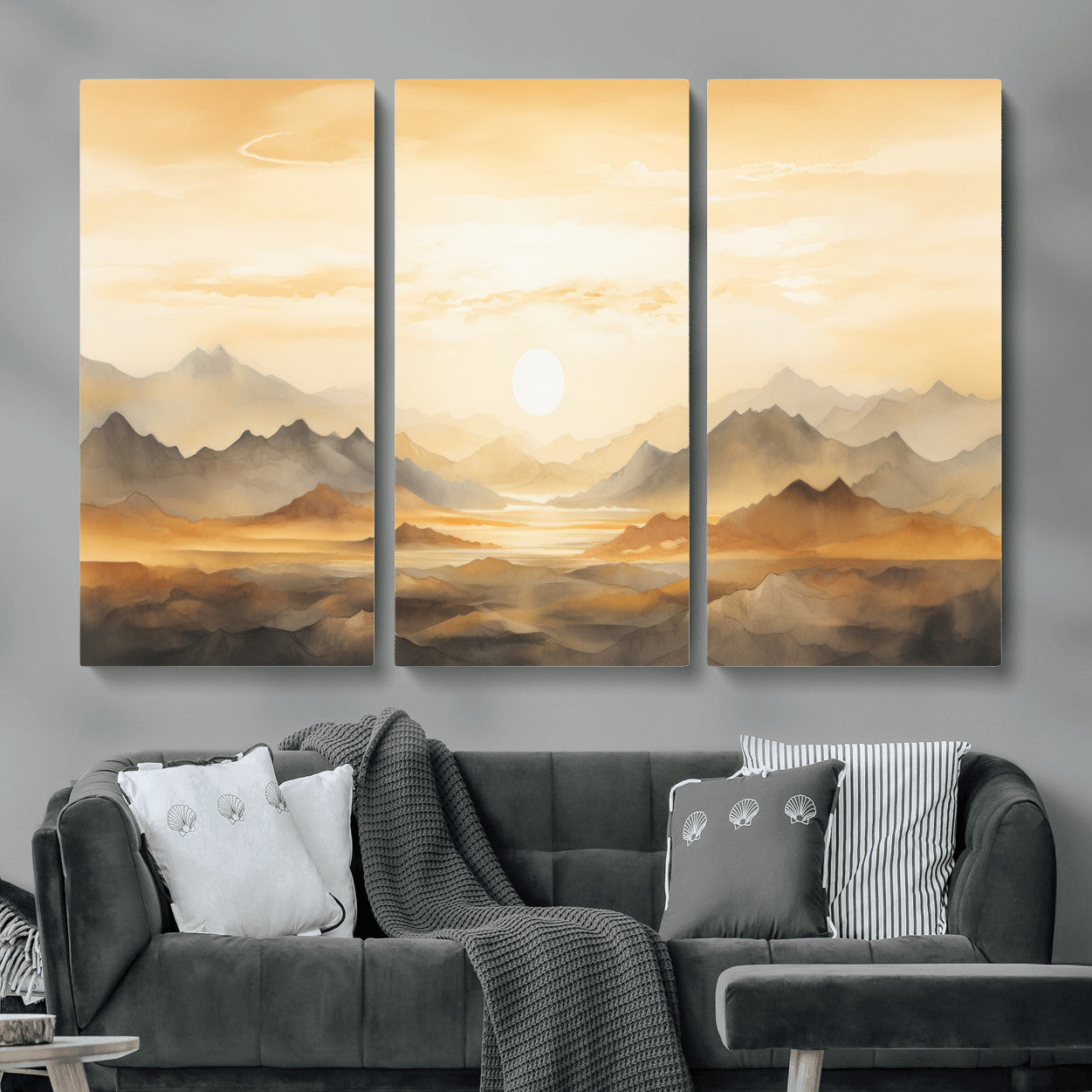 Nihat1-29-MGV-CV-36X24-Sepia Color Abstract Mountain Wall Art Canvas Print