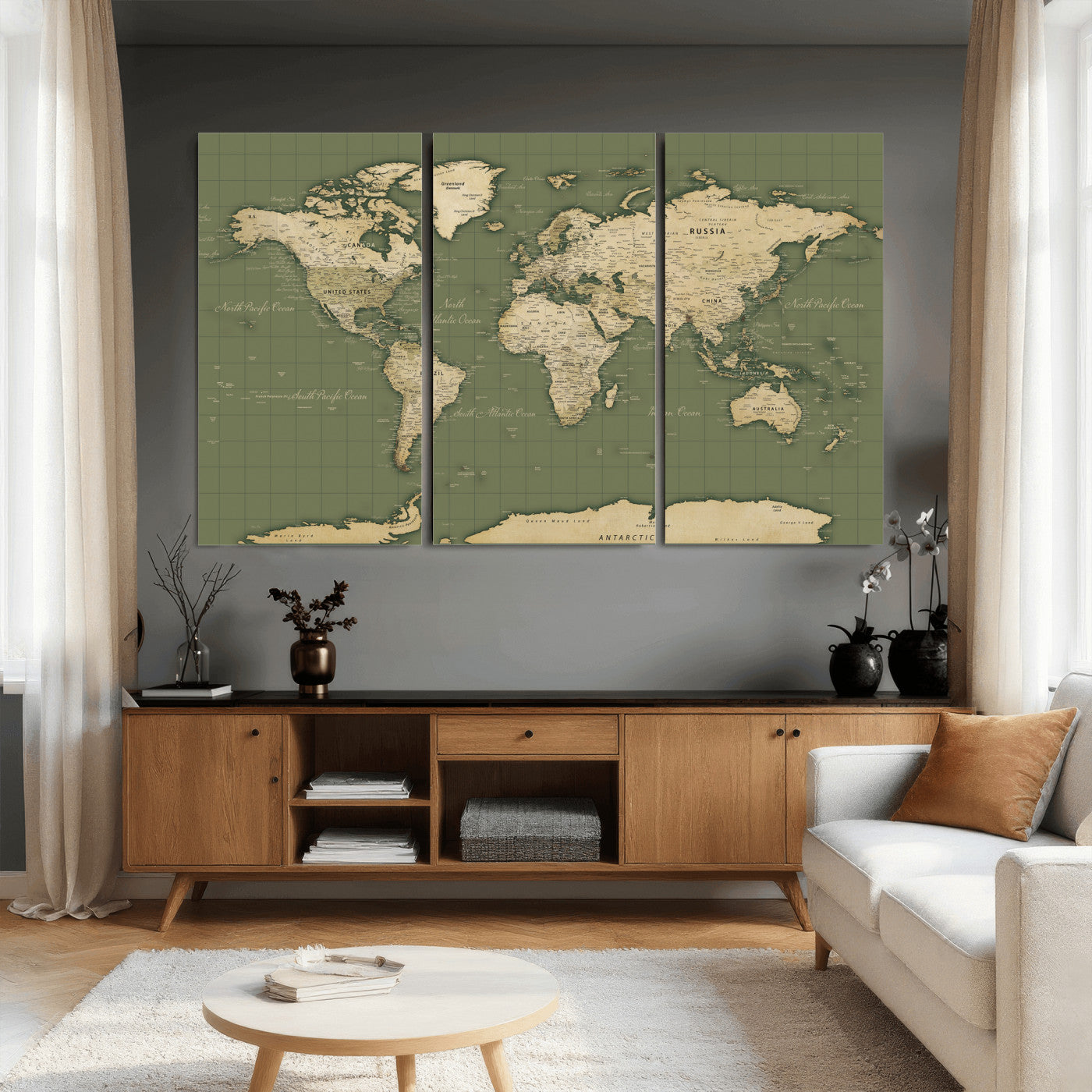 13750241-MGV-CV-36X24 - World Map Wall Art Canvas Print, Modern Decorative Framed Map Artwork Prints for Living Room, Office, Bedroom Wall Decor