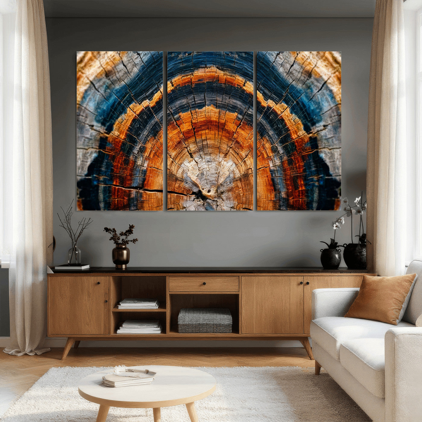 92693966N-MGV-CV-36X24 - Abstract Wood Grain Canvas Print, Tree Ring Pattern Wall Art, Framed Canvas Ready to Hang