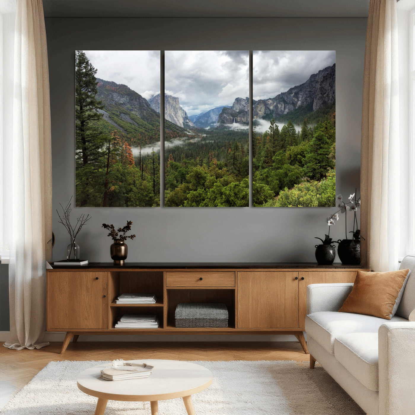 46168759-MGV-CV-36X24 - Yosemite Valley Wall Art Canvas Print, El Capitan Mountain Landscape Nature Wall Decor