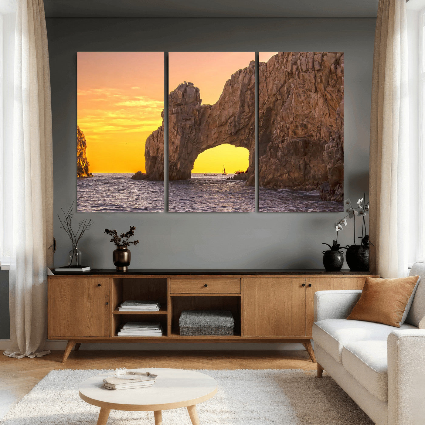 66414515-MGV-CV-36X24 - El Arco Cabo San Lucas Ocean Arch Wall Art Canvas Print, Baja California Rock Arch Seascape Canvas Print, Mexico Coastal Landmark Scenic Art Printing